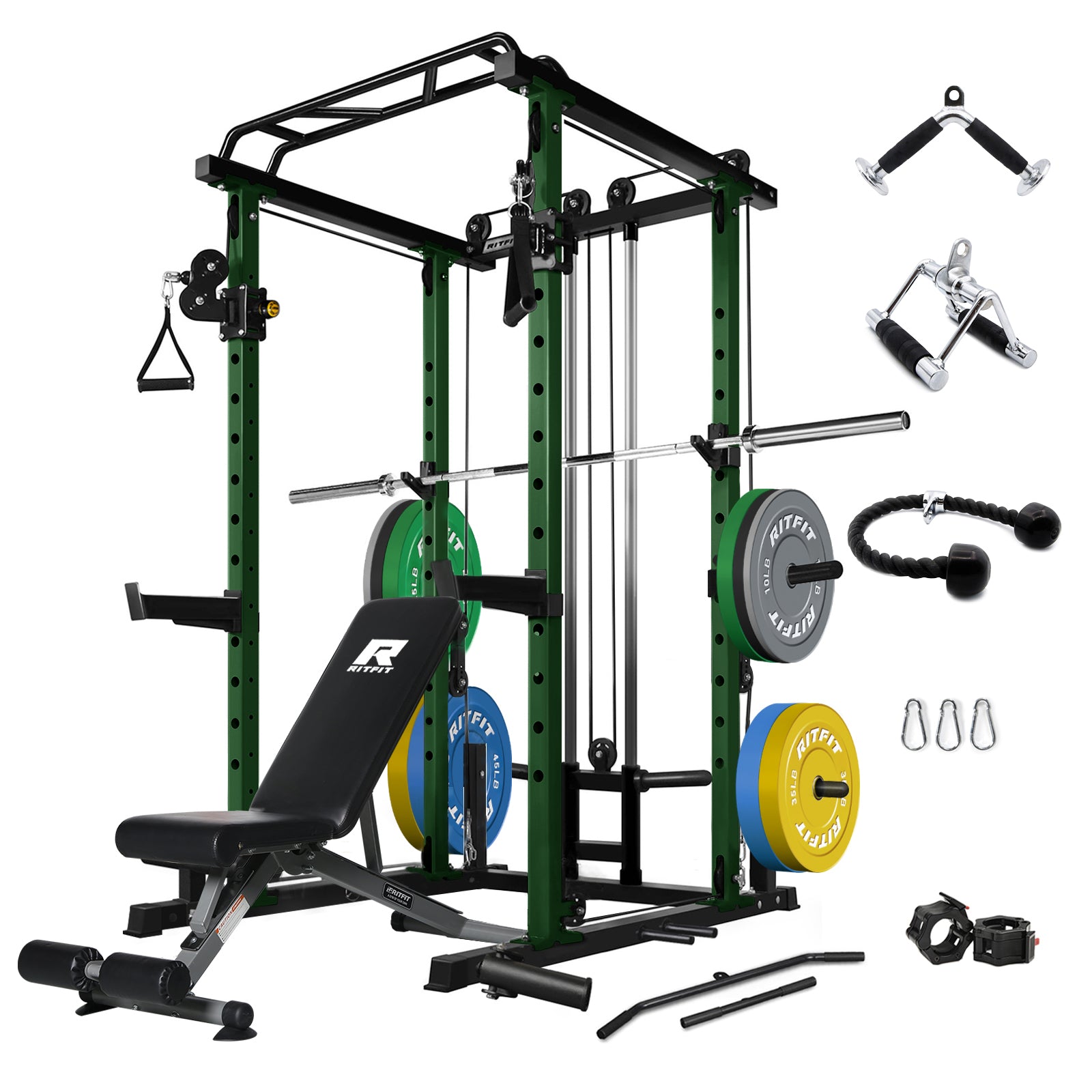 RitFit PPC03 Power Cage Home Gym Package with Adjustable Cable System - RitFit