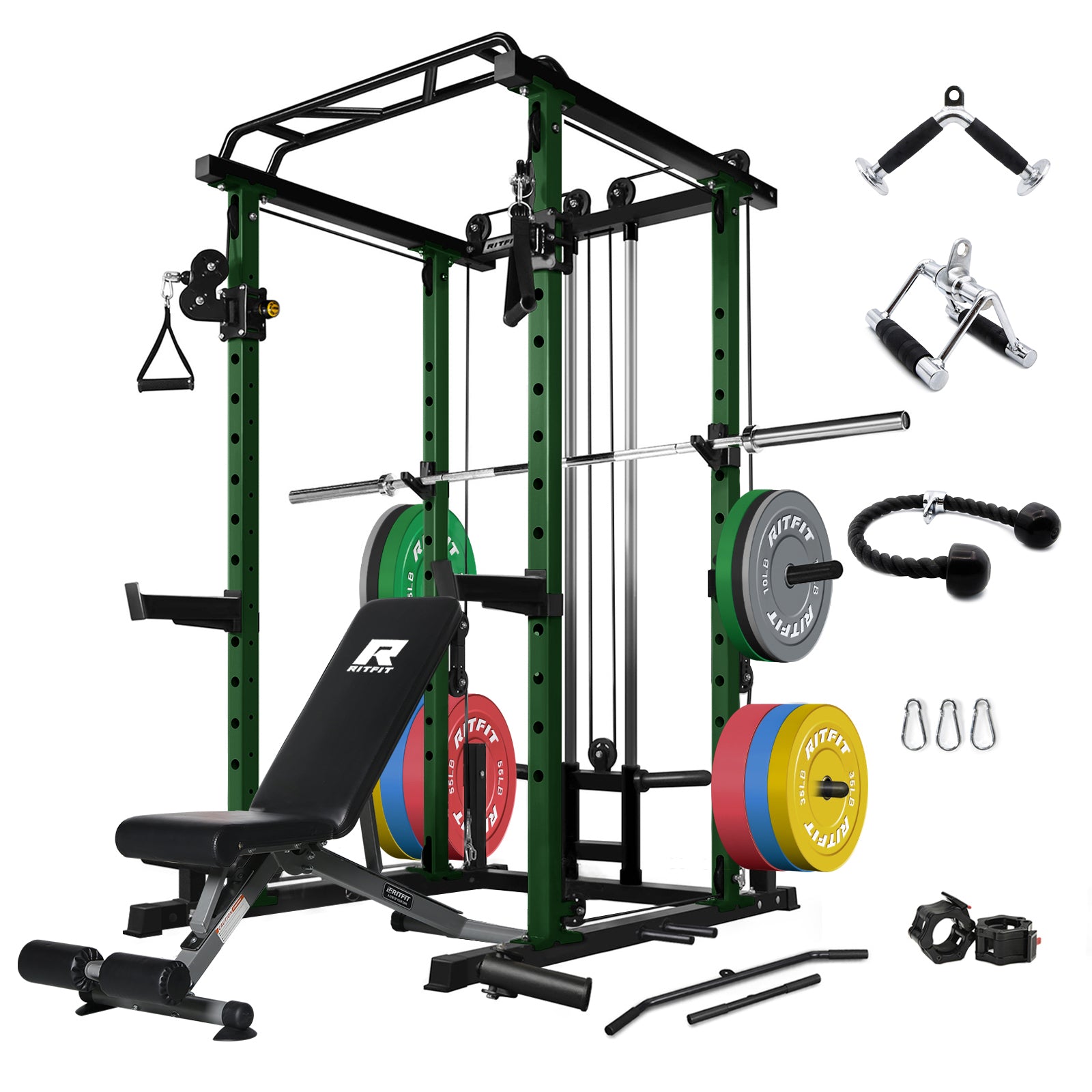 RitFit PPC03 Power Cage Home Gym Package with Adjustable Cable System - RitFit