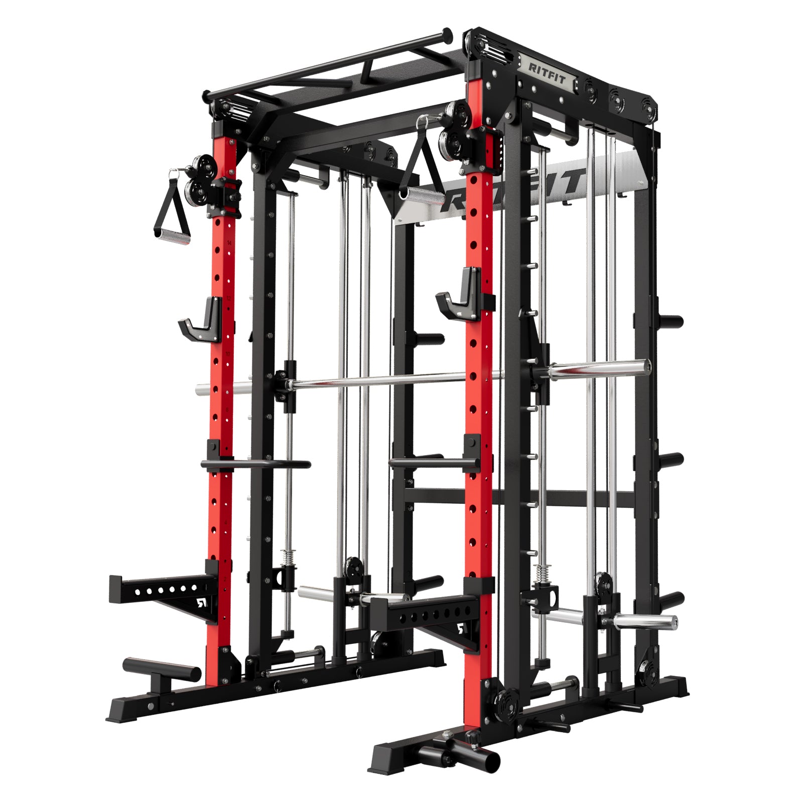 RitFit M2 multi-functional modular home gym smith machine with adjustable racks and weight support for all fitness levels.
