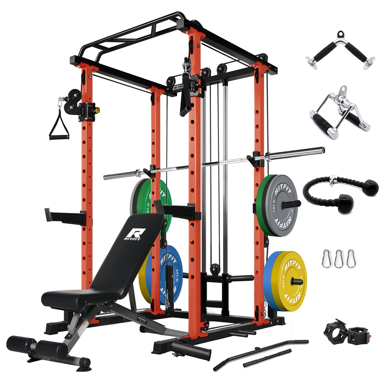 RitFit PPC03 Power Cage Home Gym Package with Adjustable Cable System - RitFit
