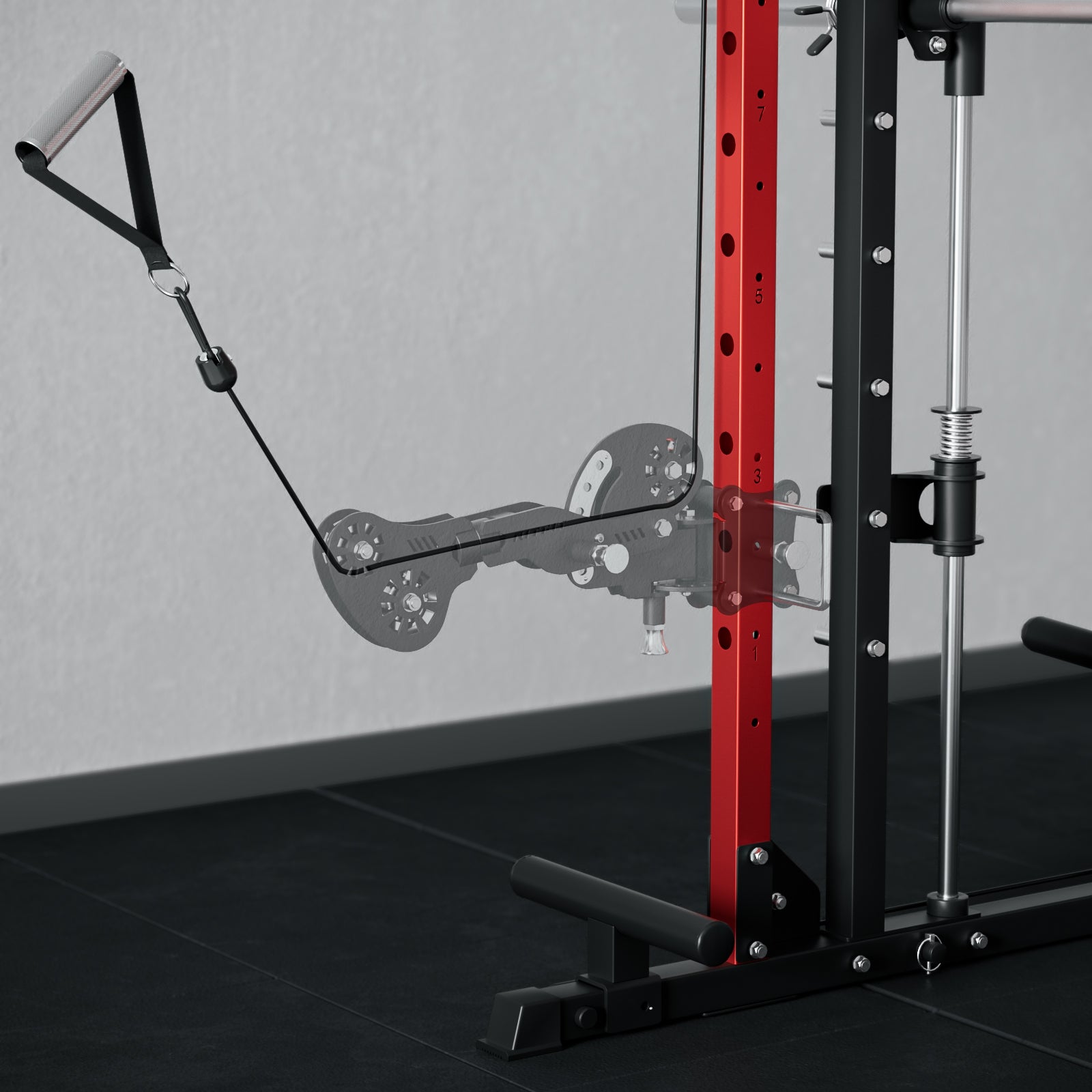 RitFit TAM1 Tornado arm attachment for M1 PRO exercise equipment, showing the black cylindrical attachment in a workout setting.
