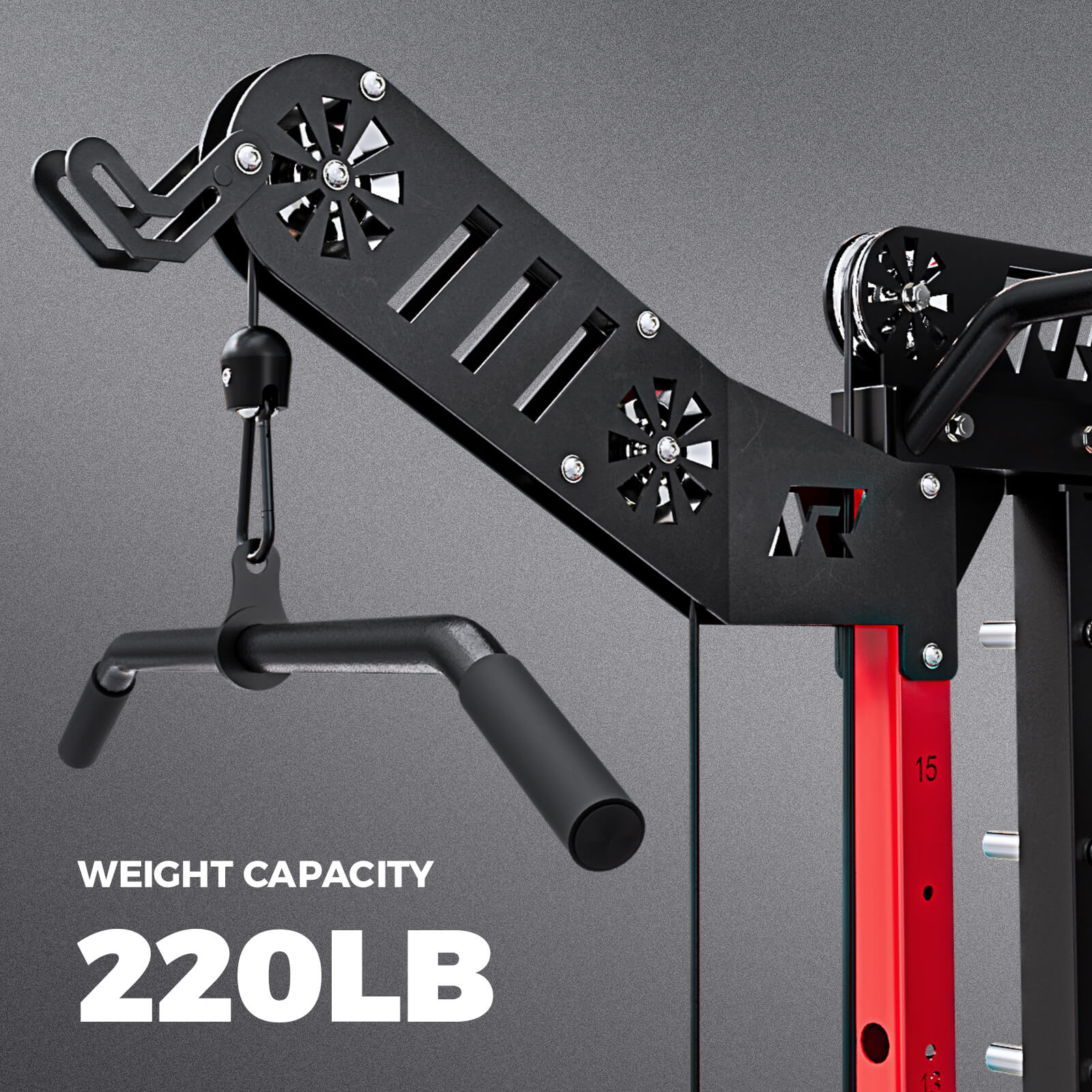 RitFit LDM1 Lat Pulldown Attachment for M1 PRO gym equipment, showing the versatile attachment with metal handles and cable.