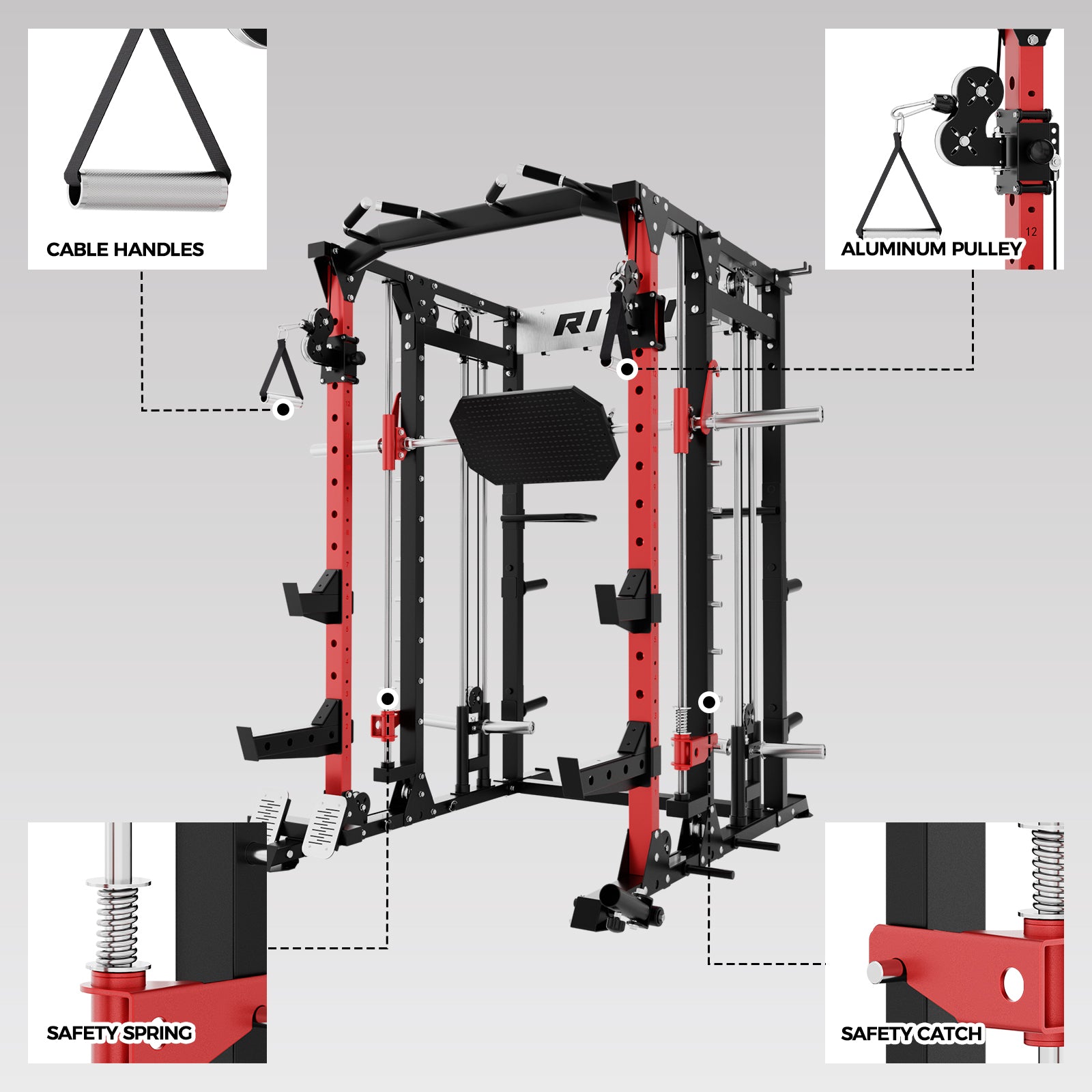 RitFit BUFFALO Smith Machine Home Gym Package with Lat Pull Down and Cable Crossover - RitFit