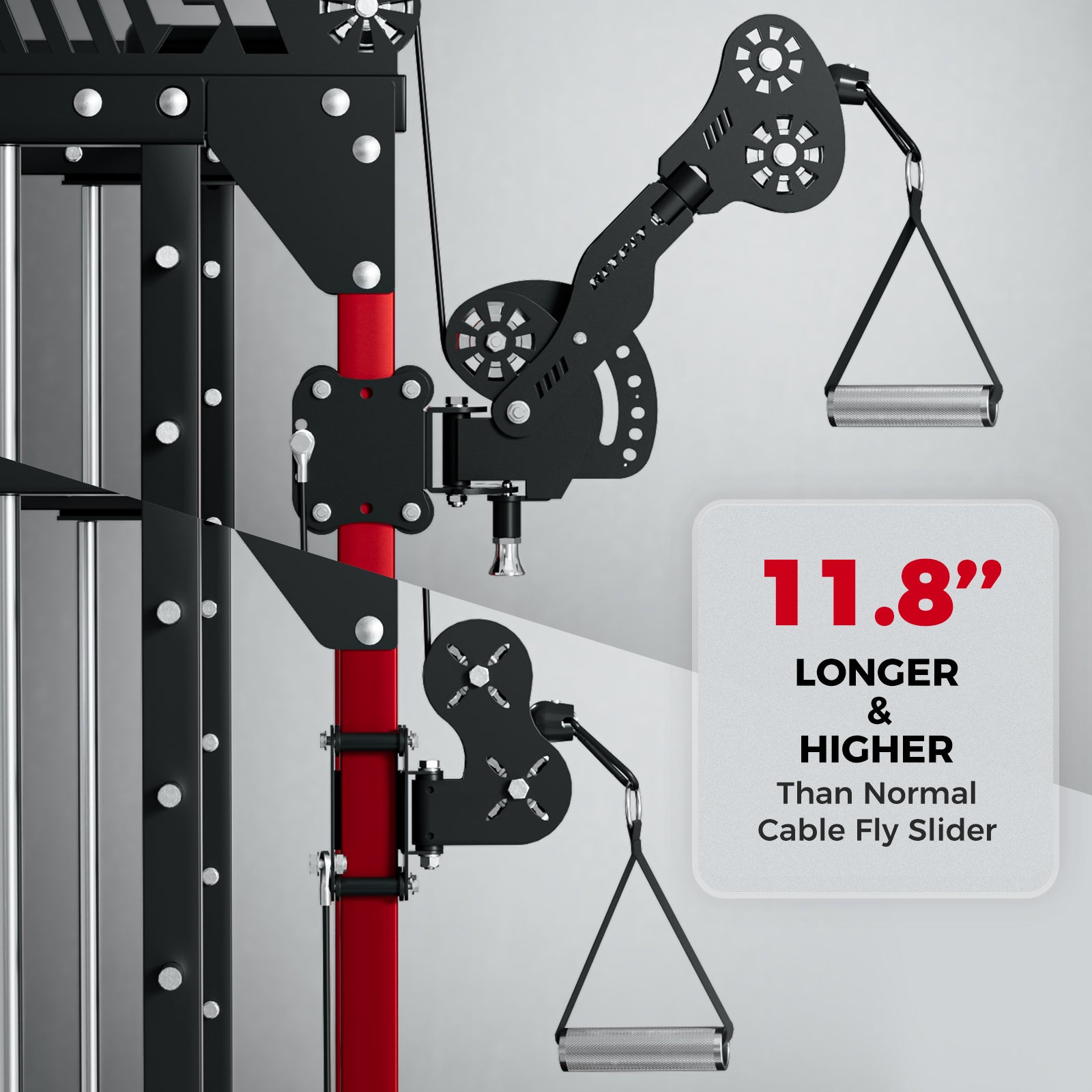 RitFit TAM1 Tornado arm attachment for M1 PRO fitness equipment, shown attached with rubberized grips and adjustable features.