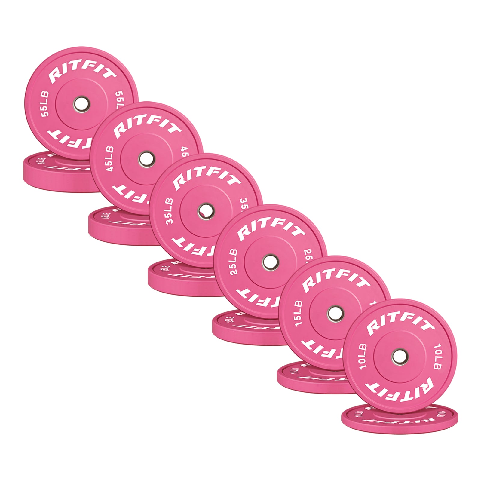 RitFit Pink Weight Plates Olympic Bumper Plates Weight Plates Fit 2" Barbells - RitFit