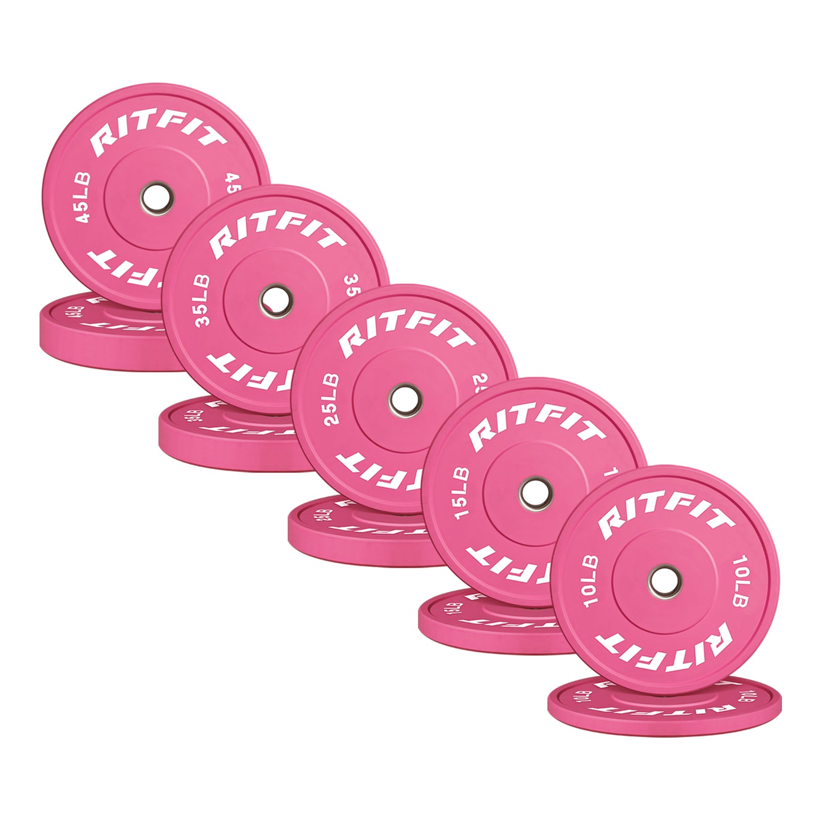 RitFit Pink Weight Plates Olympic Bumper Plates Weight Plates Fit 2" Barbells - RitFit