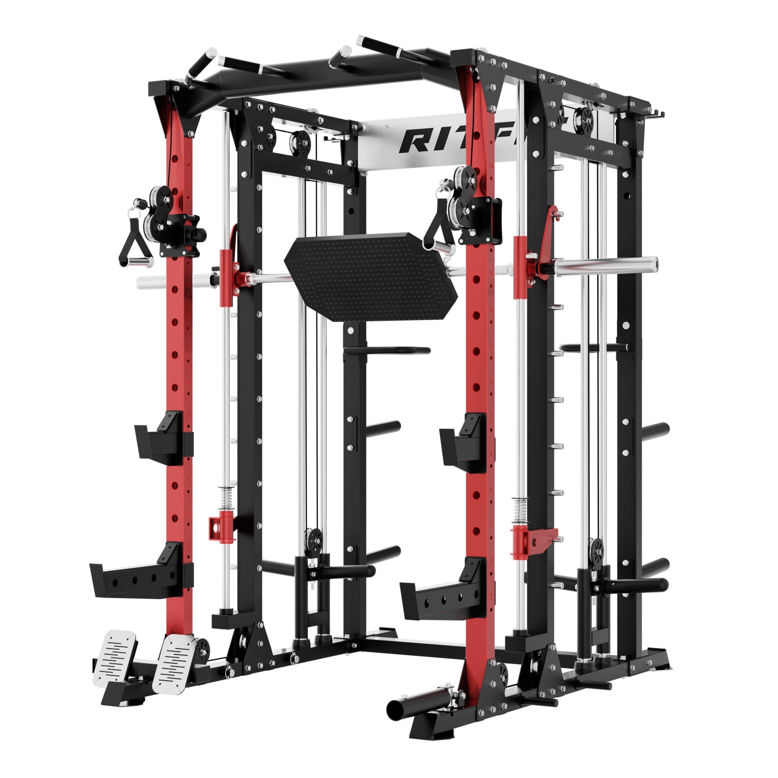 RitFit BUFFALO Multifunctional Smith Machine with Lat Pull Down and Cable Crossover for Versatile Strength Training - RitFit