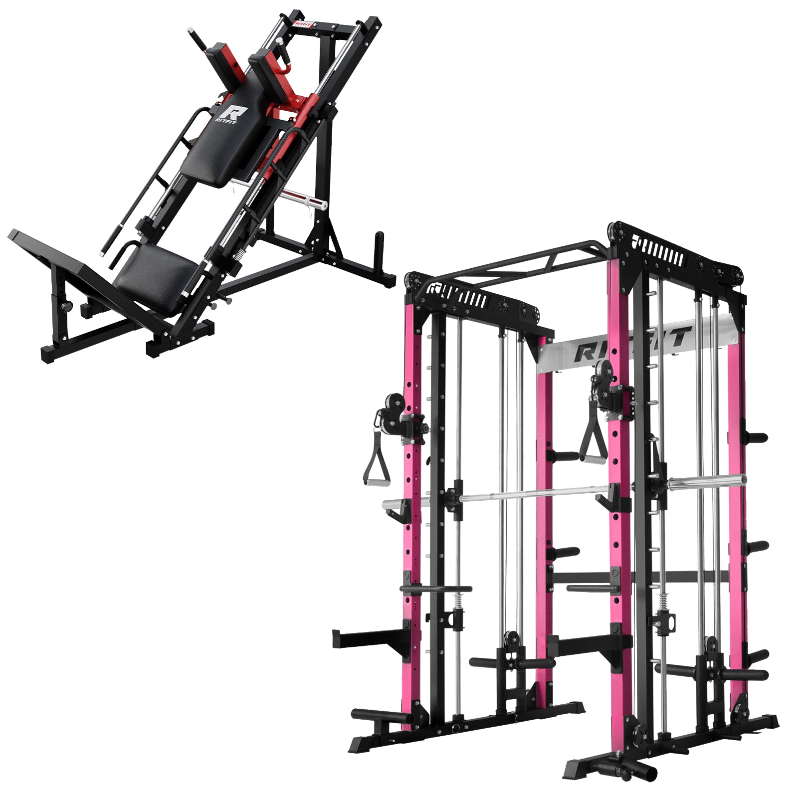 RitFit M1 PRO Smith Machine with Cable Crossover and BLP01 Leg Press Hack Squat Package for Home Gym - RitFit