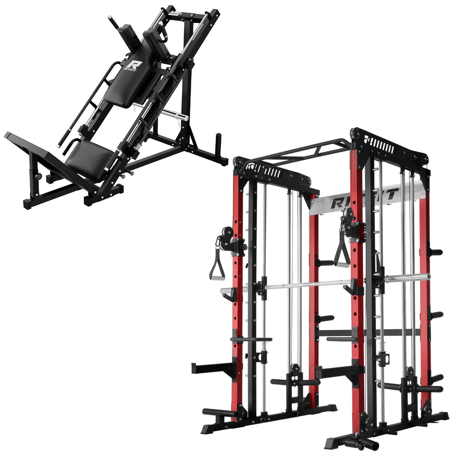 RitFit M1 PRO Smith Machine with Cable Crossover and BLP01 Leg Press Hack Squat Package for Home Gym - RitFit