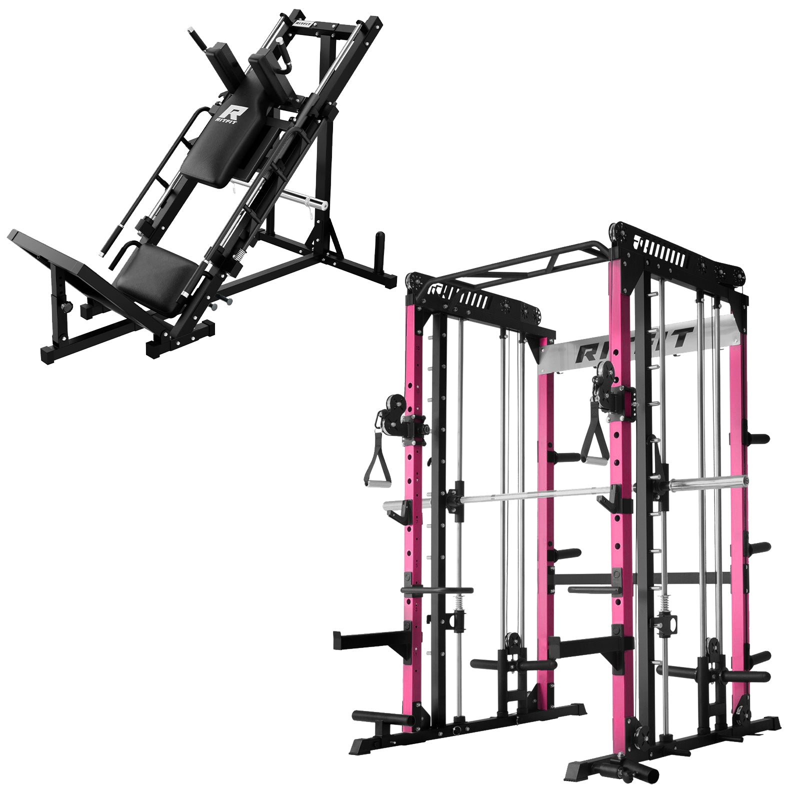 RitFit M1 PRO Smith Machine with Cable Crossover and BLP01 Leg Press Hack Squat Package for Home Gym - RitFit