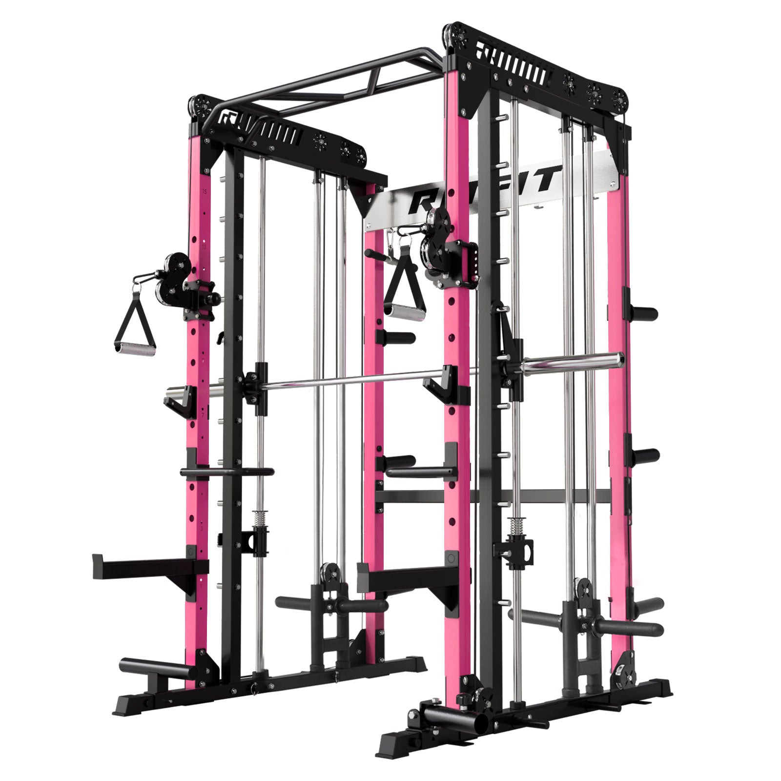 RitFit Pink M1 PRO Multi-Functional Smith Machine with Cable Crossover System and Squat Rack for Home Gym - RitFit