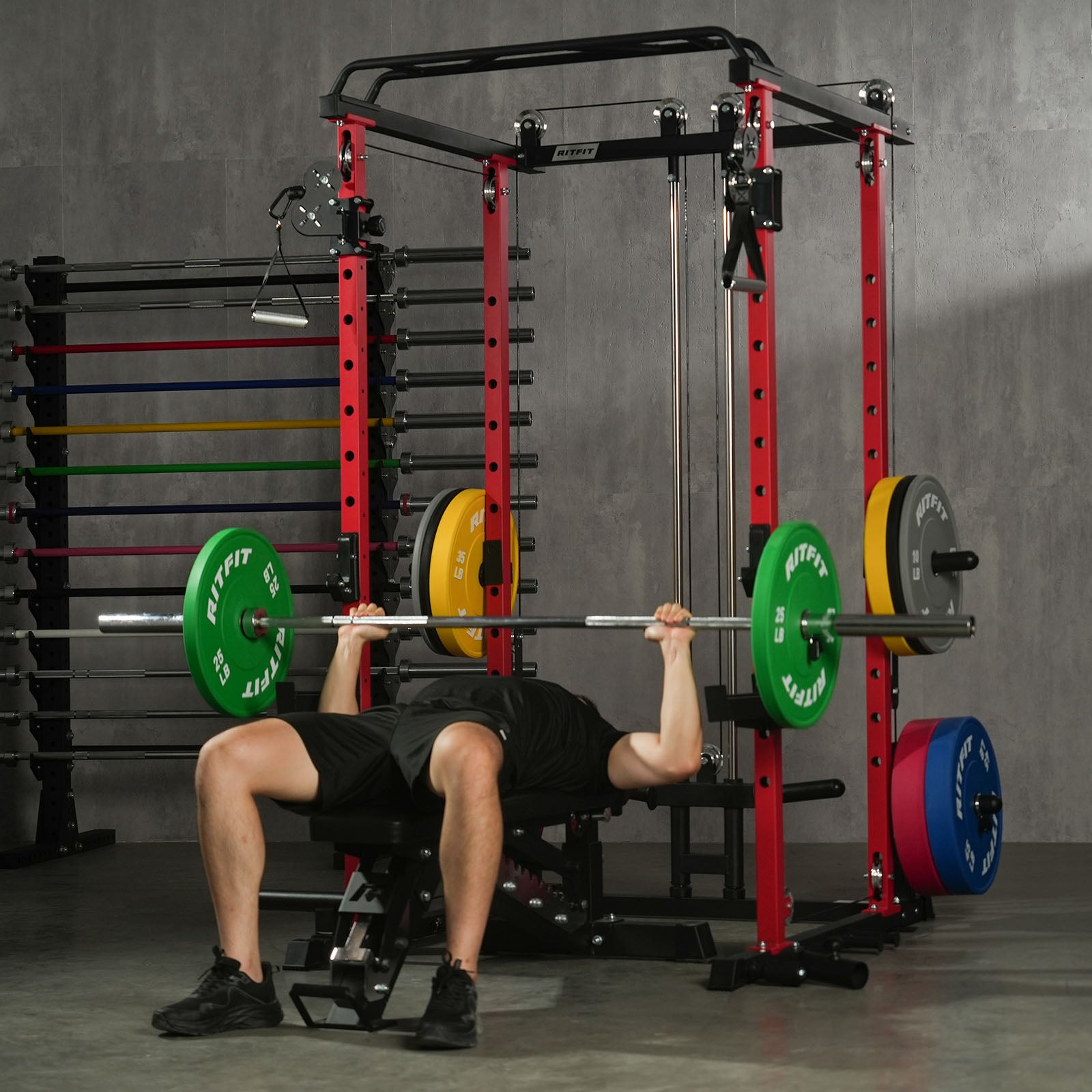 RitFit P3 Power Cage 1200lbs with Smooth Cable System & Aluminum Pulleys - RitFit