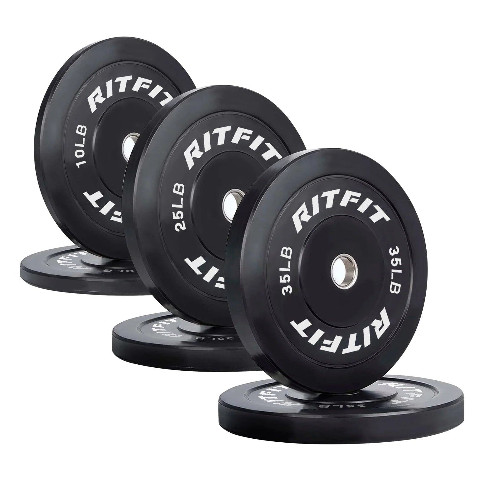 RitFit Bumper Plates Olympic Rubber Weight Plates, 2-inch Bars&Plates RitFit 140LB SET