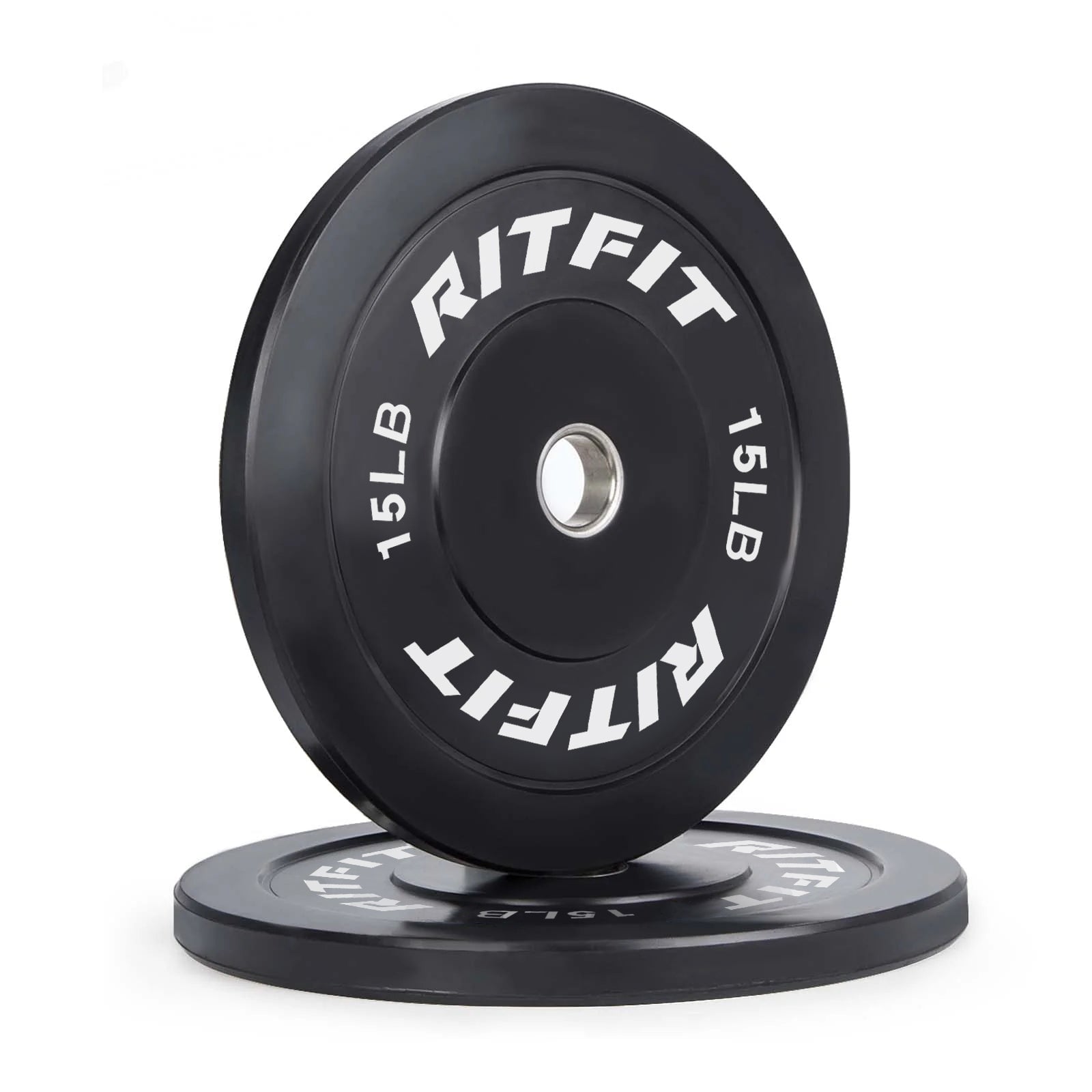 RitFit Bumper Plates Olympic Rubber Weight Plates, 2-inch Bars&Plates RitFit 15LB Pair