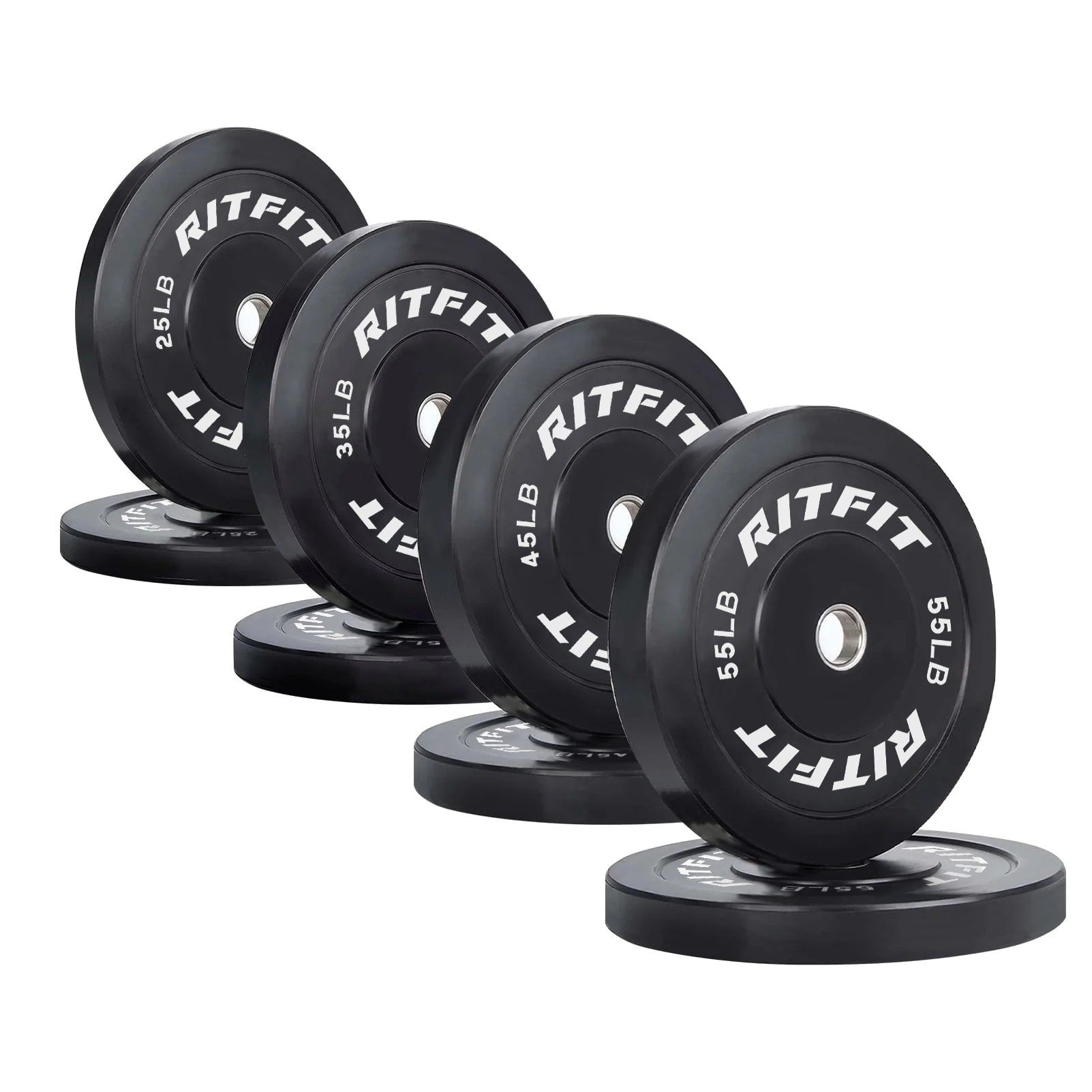 RitFit Bumper Plates Olympic Rubber Weight Plates, 2-inch Bars&Plates RitFit 320LB ST