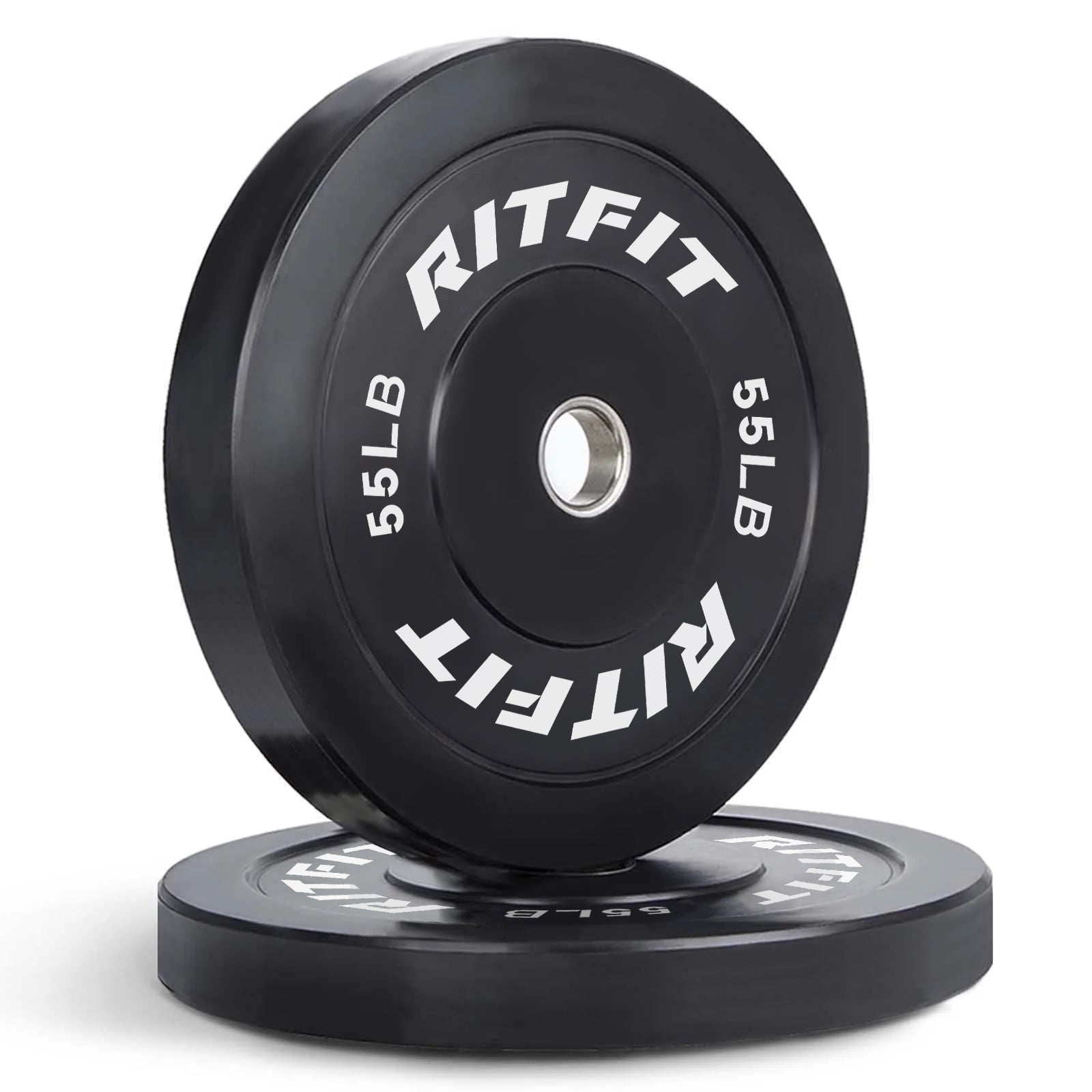 RitFit Bumper Plates Olympic Rubber Weight Plates, 2-inch Bars&Plates RitFit 55LB Pair