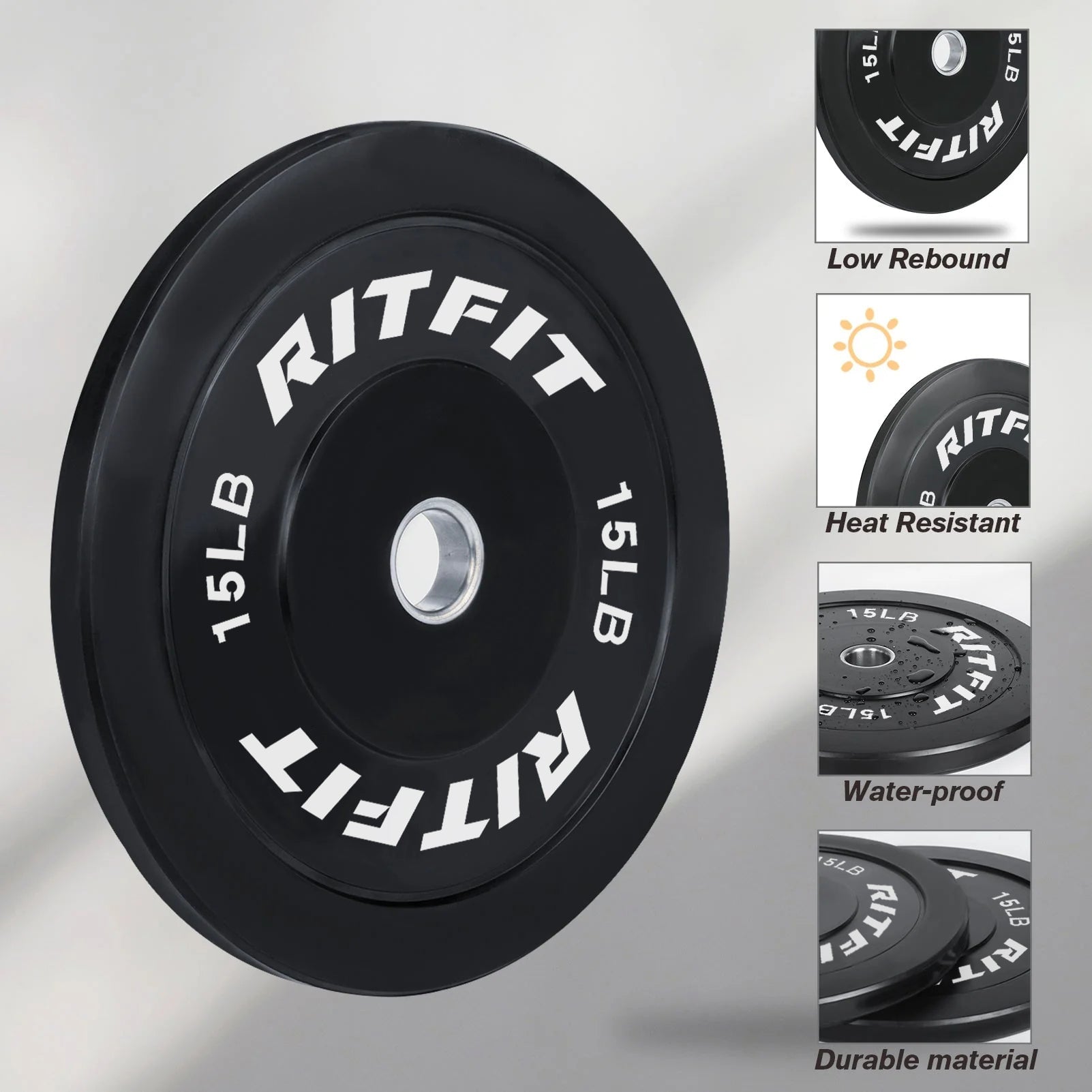 RitFit Bumper Plates Olympic Rubber Weight Plates, 2-inch Bars&Plates RitFit