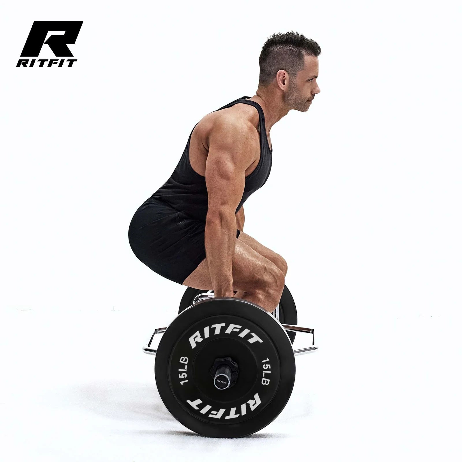 RitFit Bumper Plates Olympic Rubber Weight Plates, 2-inch Bars&Plates RitFit