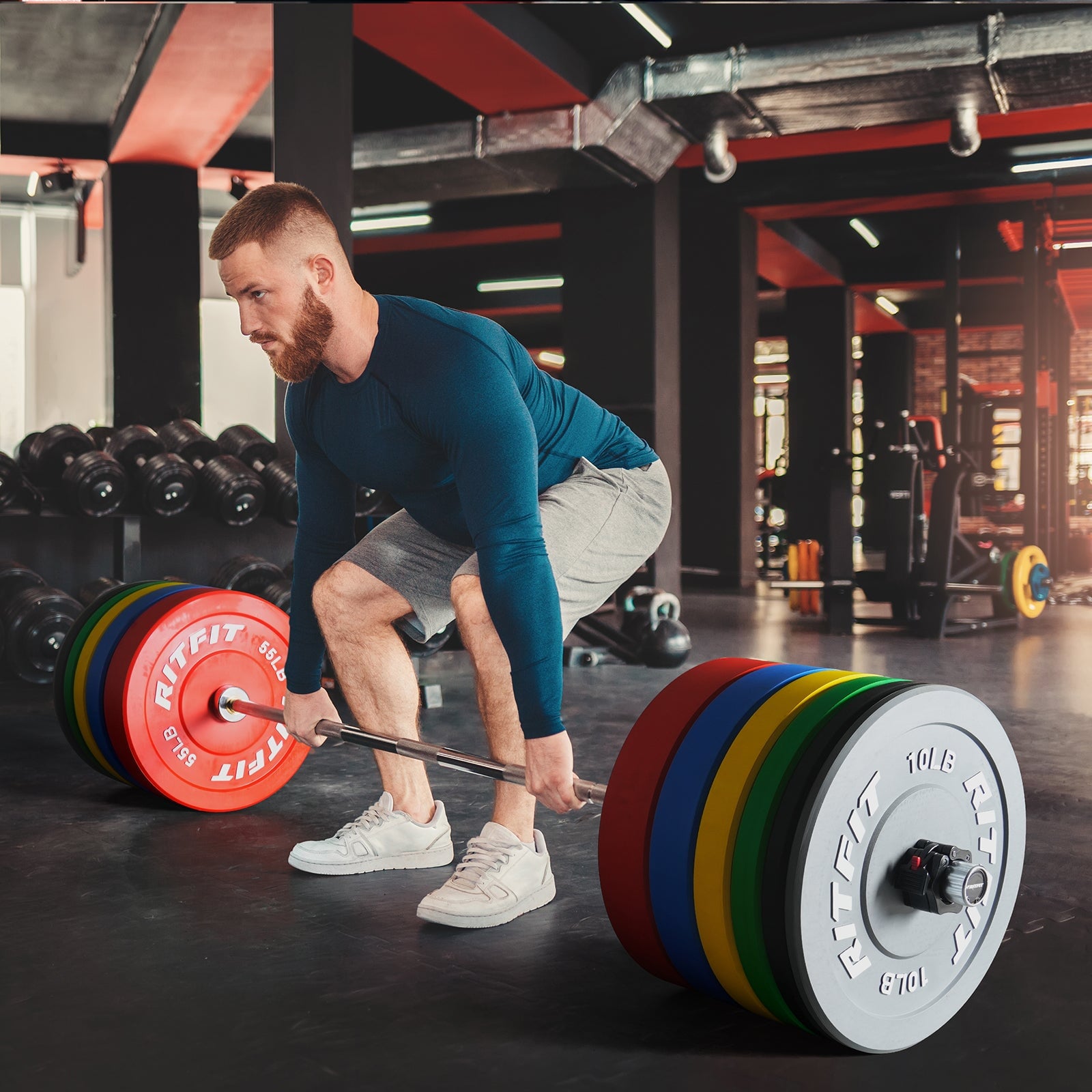 RitFit Color Bumper Plates Olympic 2-Inch Rubber Exercise & Fitness RitFit