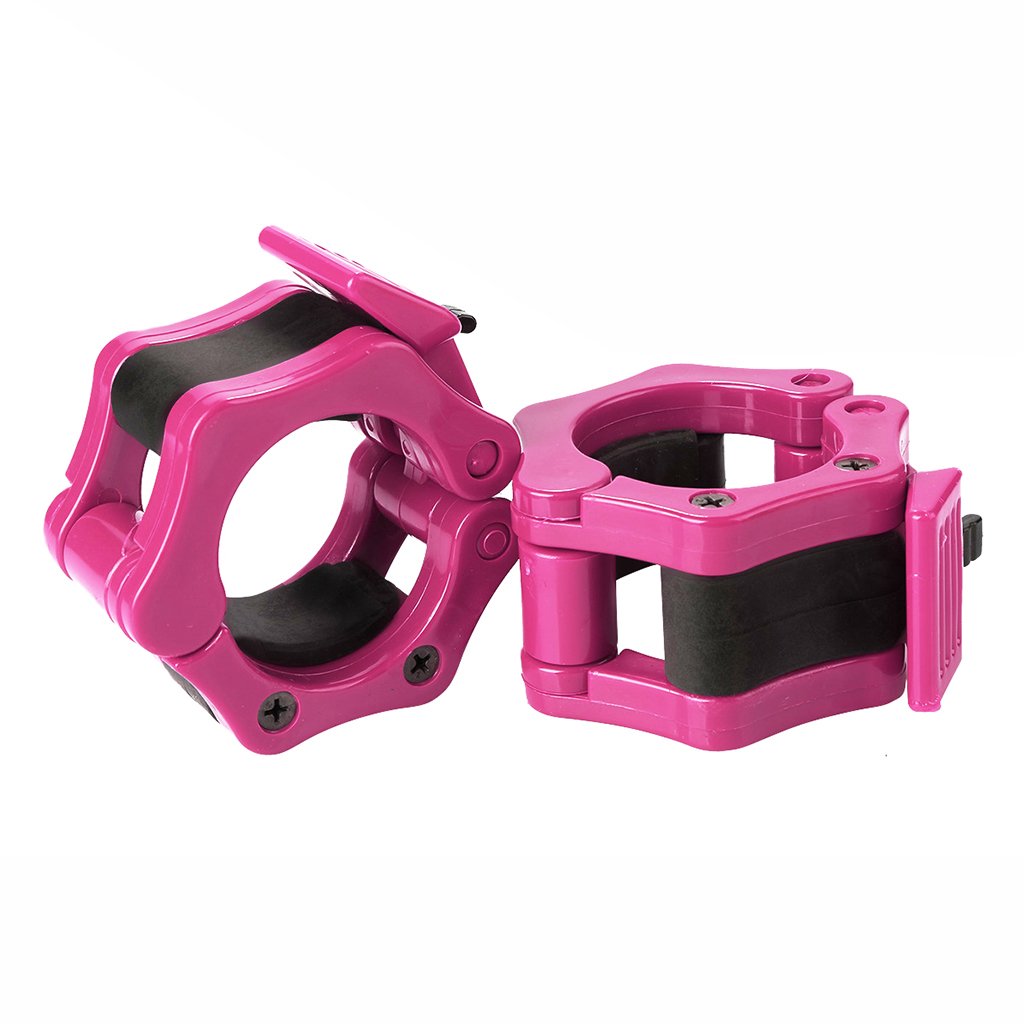 RitFit Olympic Barbell Collars Weight Clips for Bars 2" Bar Clamps Pink