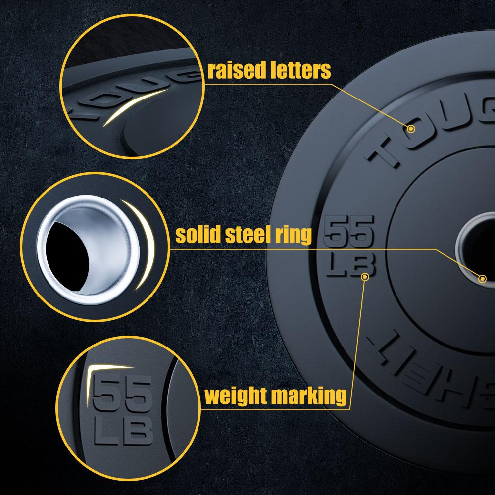 ToughFit Black Olympic Weight Plates Bumper Plates Set RitFit