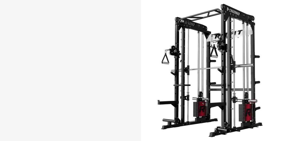 RitFit M1 PRO Smith machine, shown as the new-equipment example in a used-versus-new buying guide