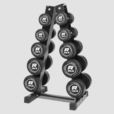 RitFit PVC-Coated Round Dumbbells Set with Rack