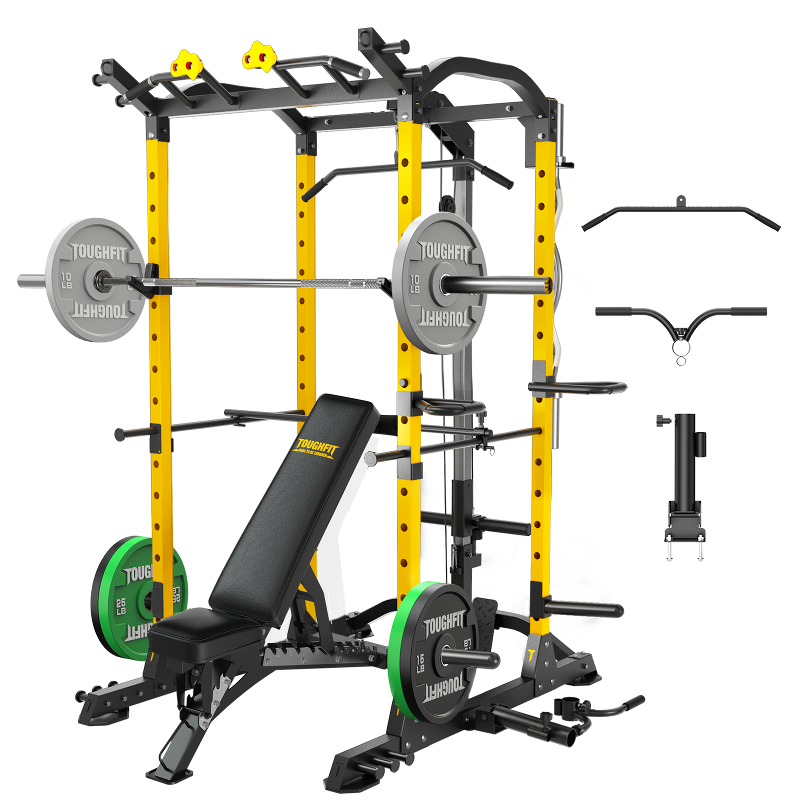 ToughFit Power Rack PR-410 Max Home Gym Package(Color Bumper Plates) - RitFit