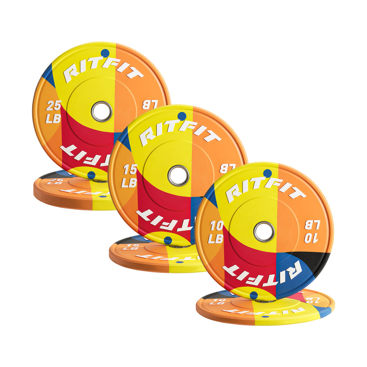 RitFit Memphis 100LB bumper plates for home gym, durable weight plates with black finish for strength training and weightlifting.