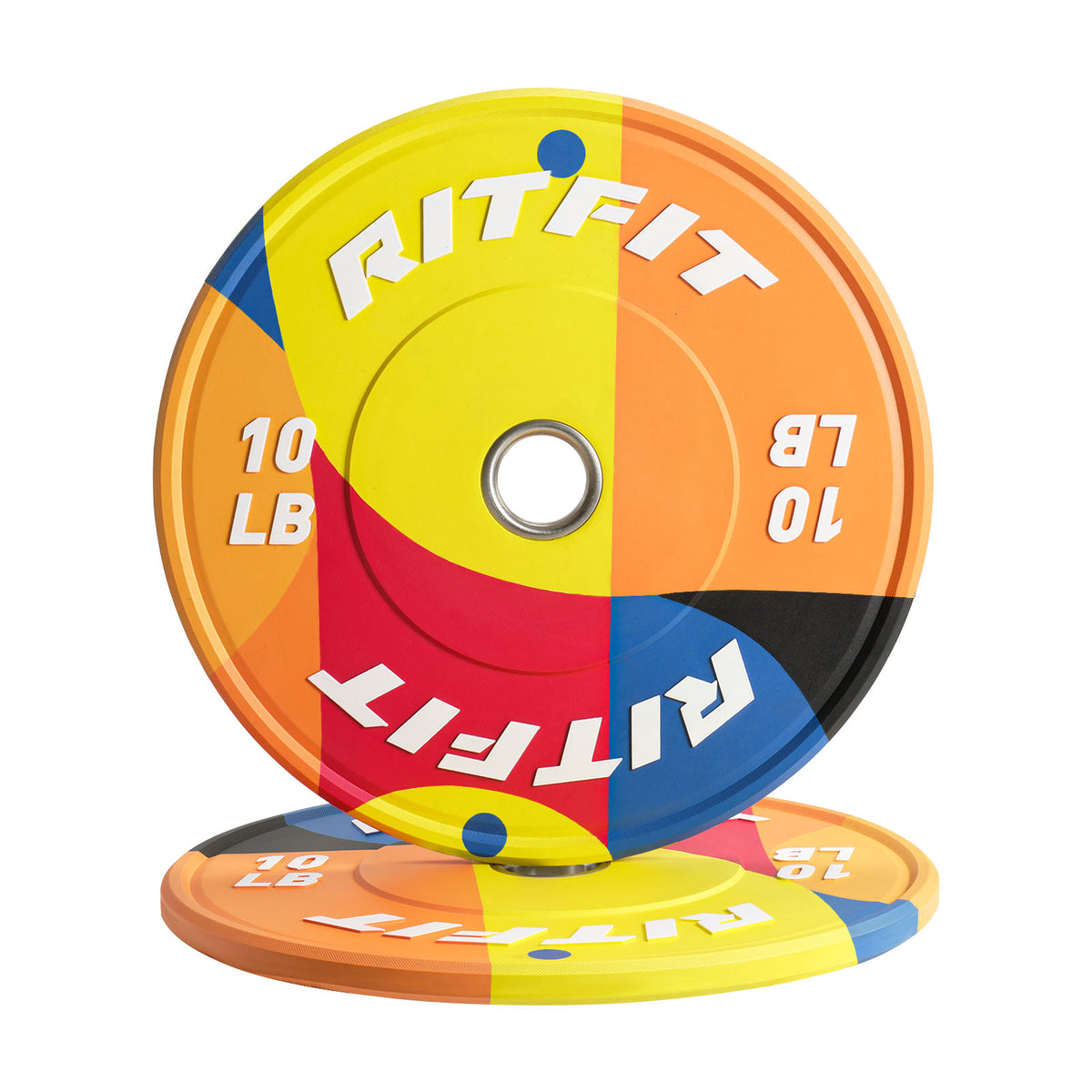 RitFit Memphis 10LB bumper weight plates for home gym, durable rubber-coated fitness weight plates for strength training.