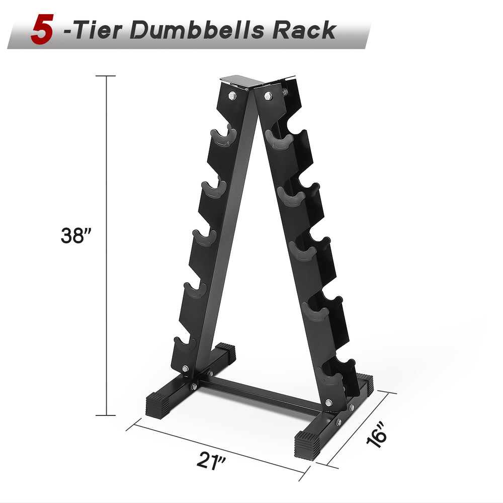 RitFit PVC-Coated Round Dumbbells Set with Rack