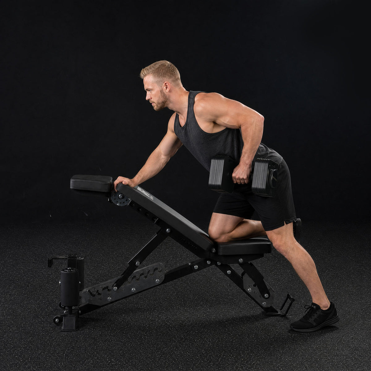 RitFit adjustable dumbbell set with rack and attachments for home gym workouts