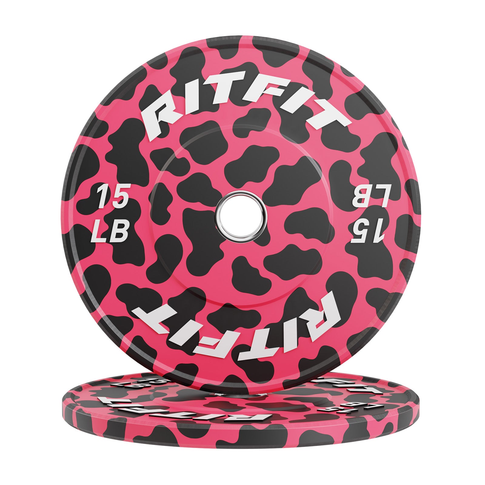 RitFit Pink leopard print bumper plates Olympic 2-Inch Rubber