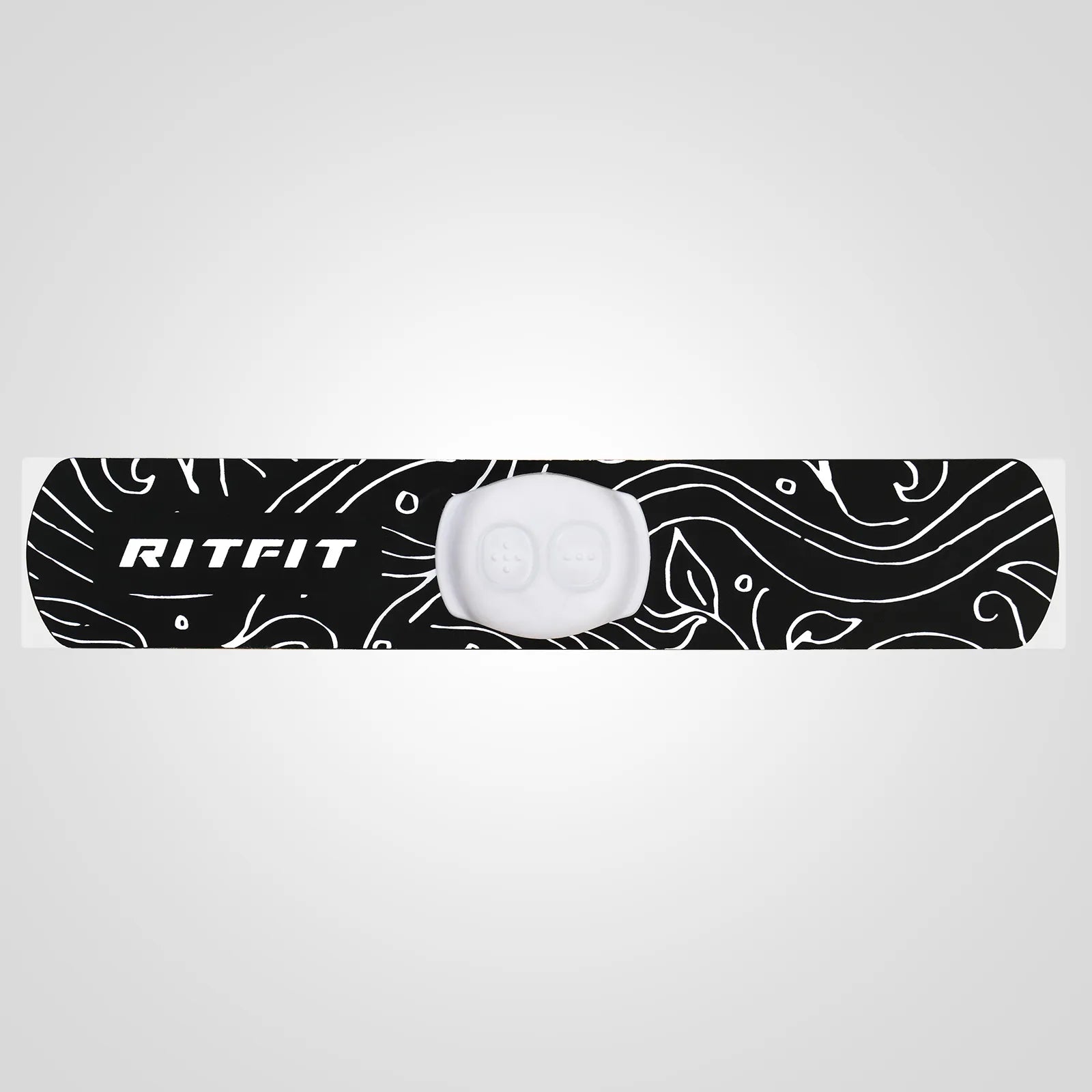 Black RitFit Wireless EMS Muscle Stimulatorbelt with white controller and wavy patterns