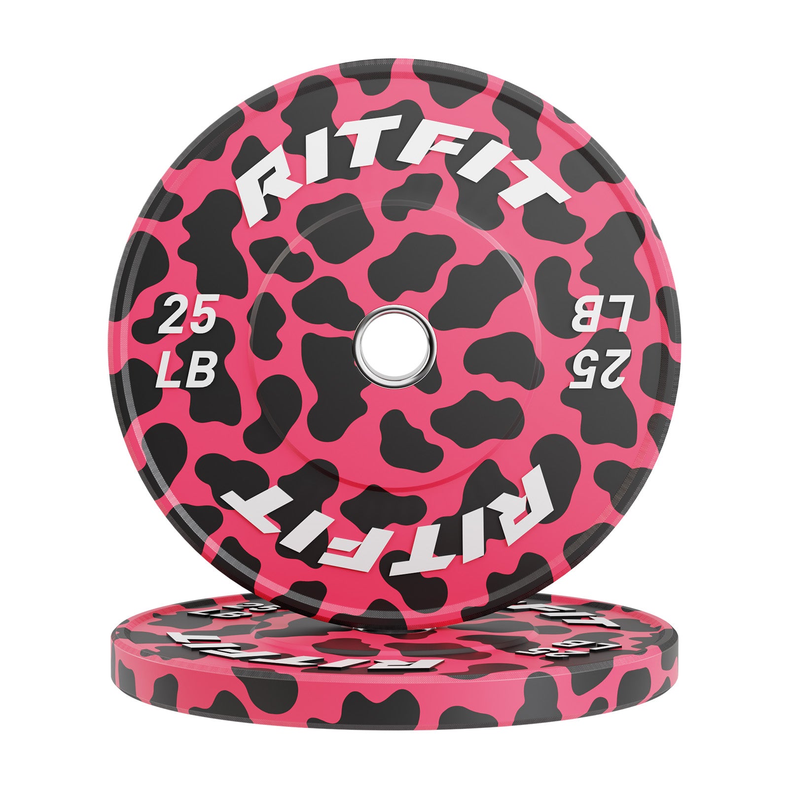 RitFit Pink leopard print bumper plates Olympic 2-Inch Rubber