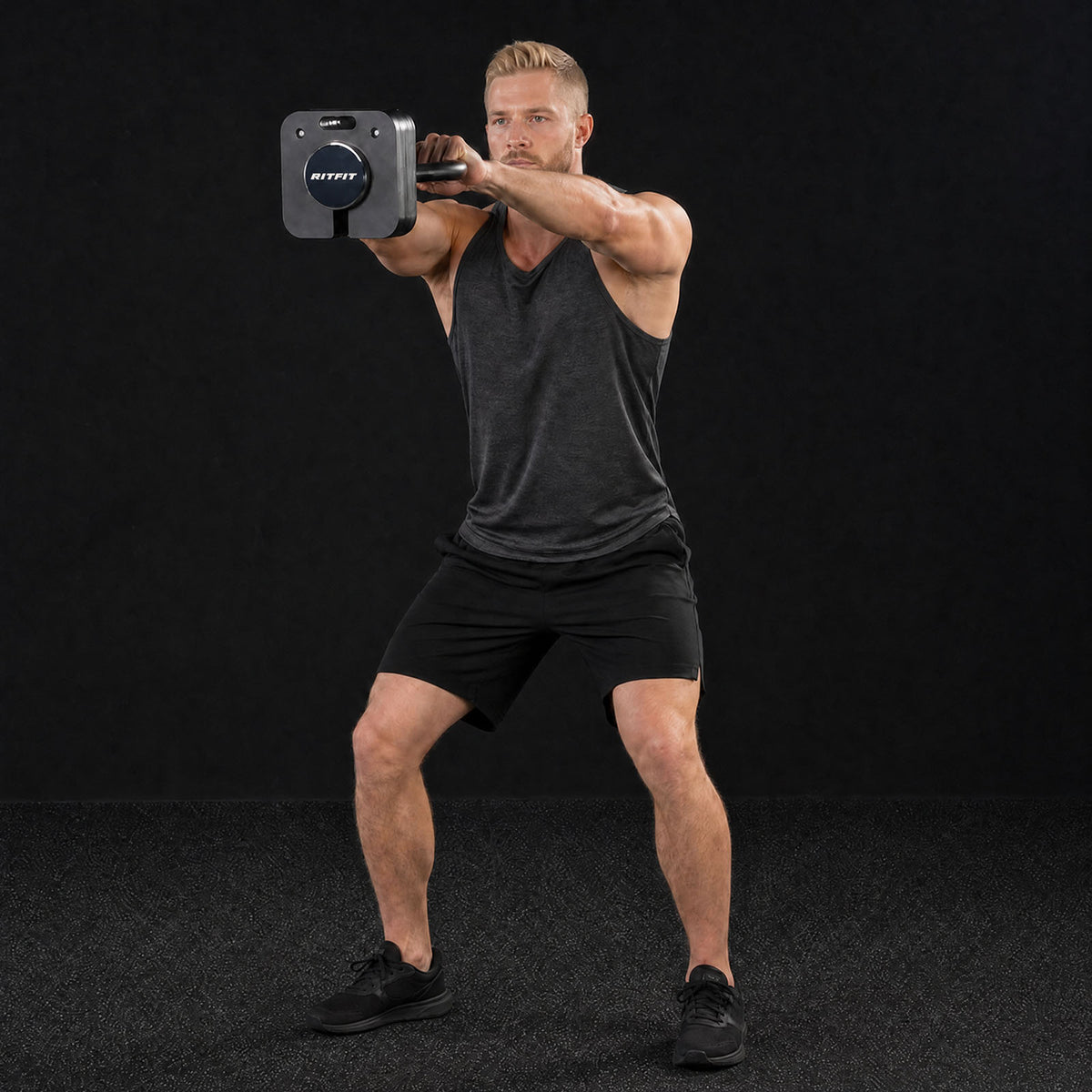 RitFit adjustable dumbbell set with rack and attachments for home gym strength training