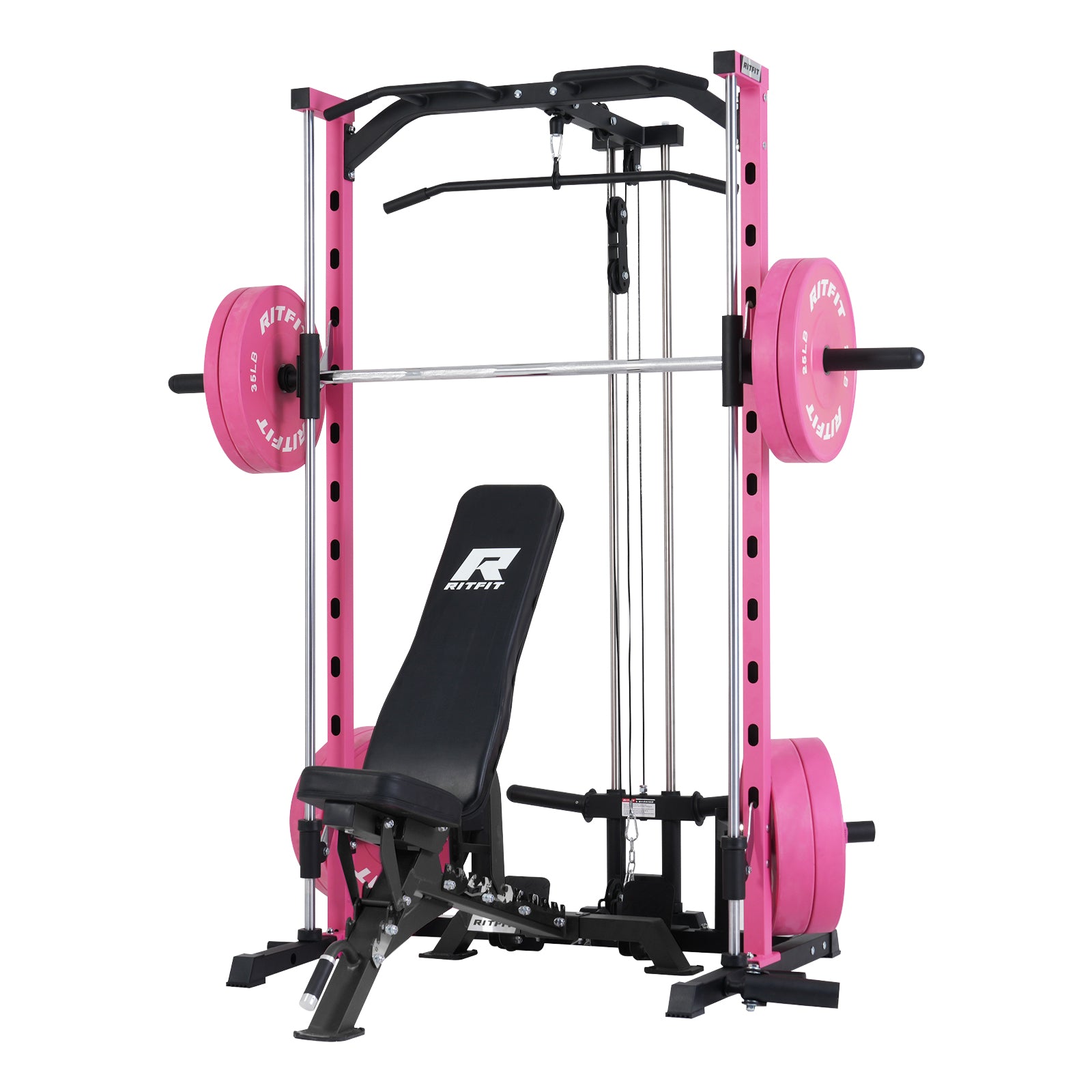 コードレスマシン ピンク RitFit PSR05 2.0 Pink Smith Machine Package with LAT-Pull Down Attachm