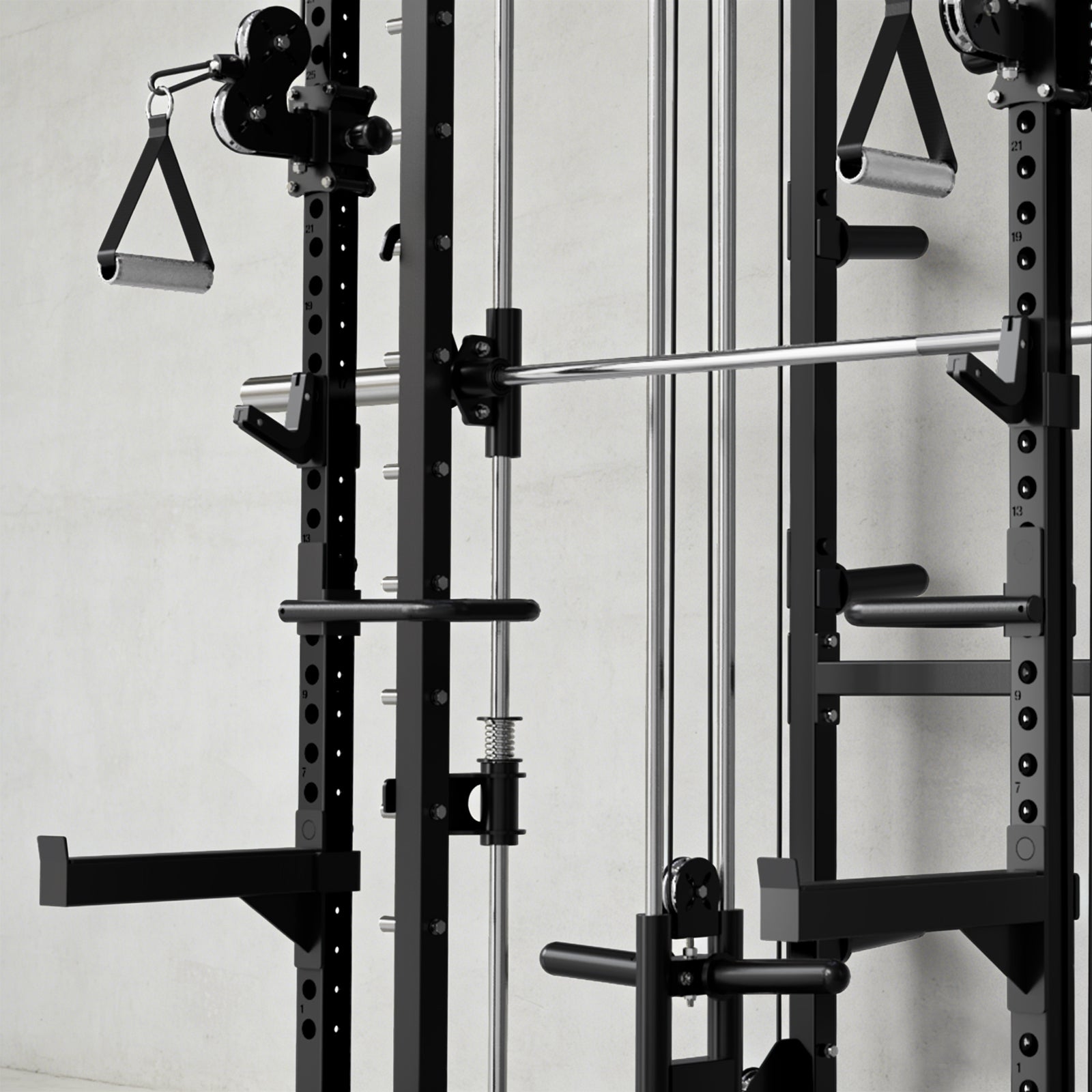 Black RitFit FUM1 11-gauge upright frame attachment for M1 PRO power rack with cable system
