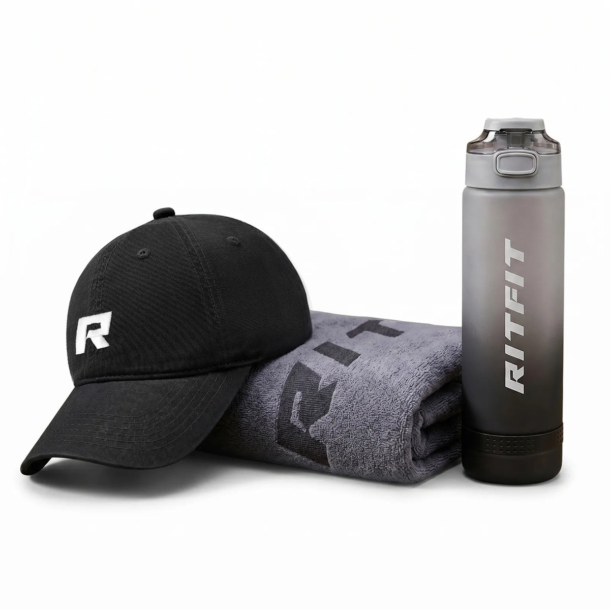 RitFit Gym Essentials Kit accessories including resistance bands, hand grips, and workout straps for fitness training.