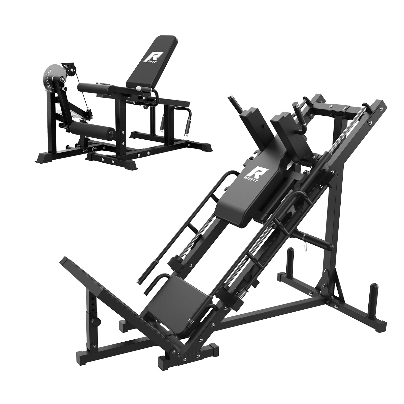 RitFit BLP01 45 Degree 3-in-1 Leg Press Hack squat & PLC01 Leg Extension Curl Machine Set for Home Gym