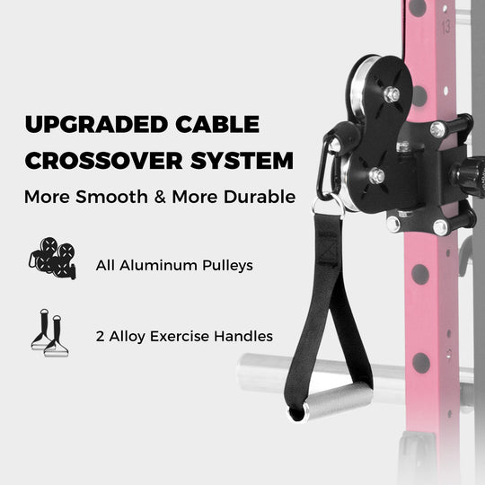 RitFit Pink M1 PRO Multi-Functional Smith Machine with Cable Crossover System and Squat Rack for Home Gym