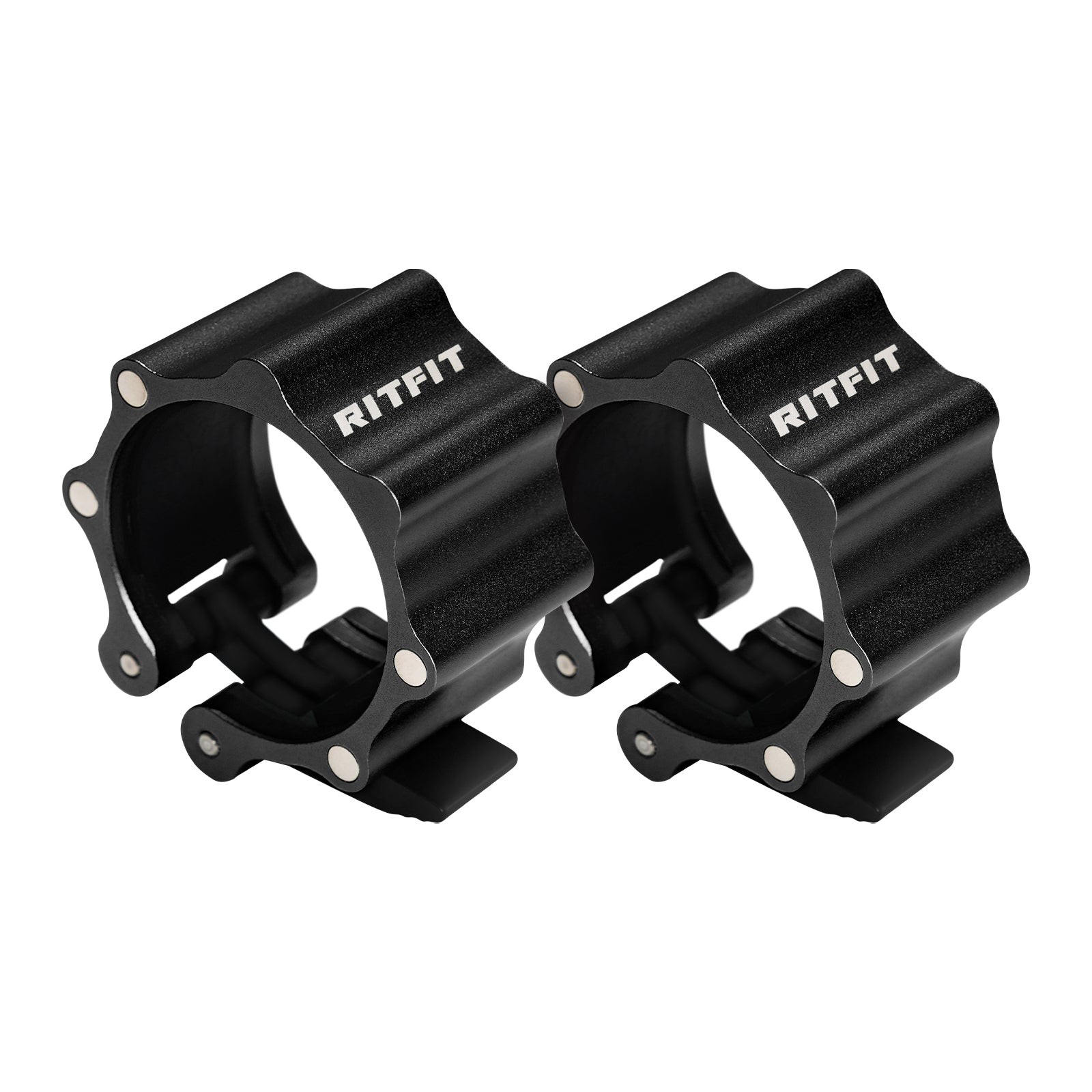 RitFit 2-Inch Barbell Collars, Aluminum Quick Release Clamps with Non-Slip Pads (Pair) - RitFit