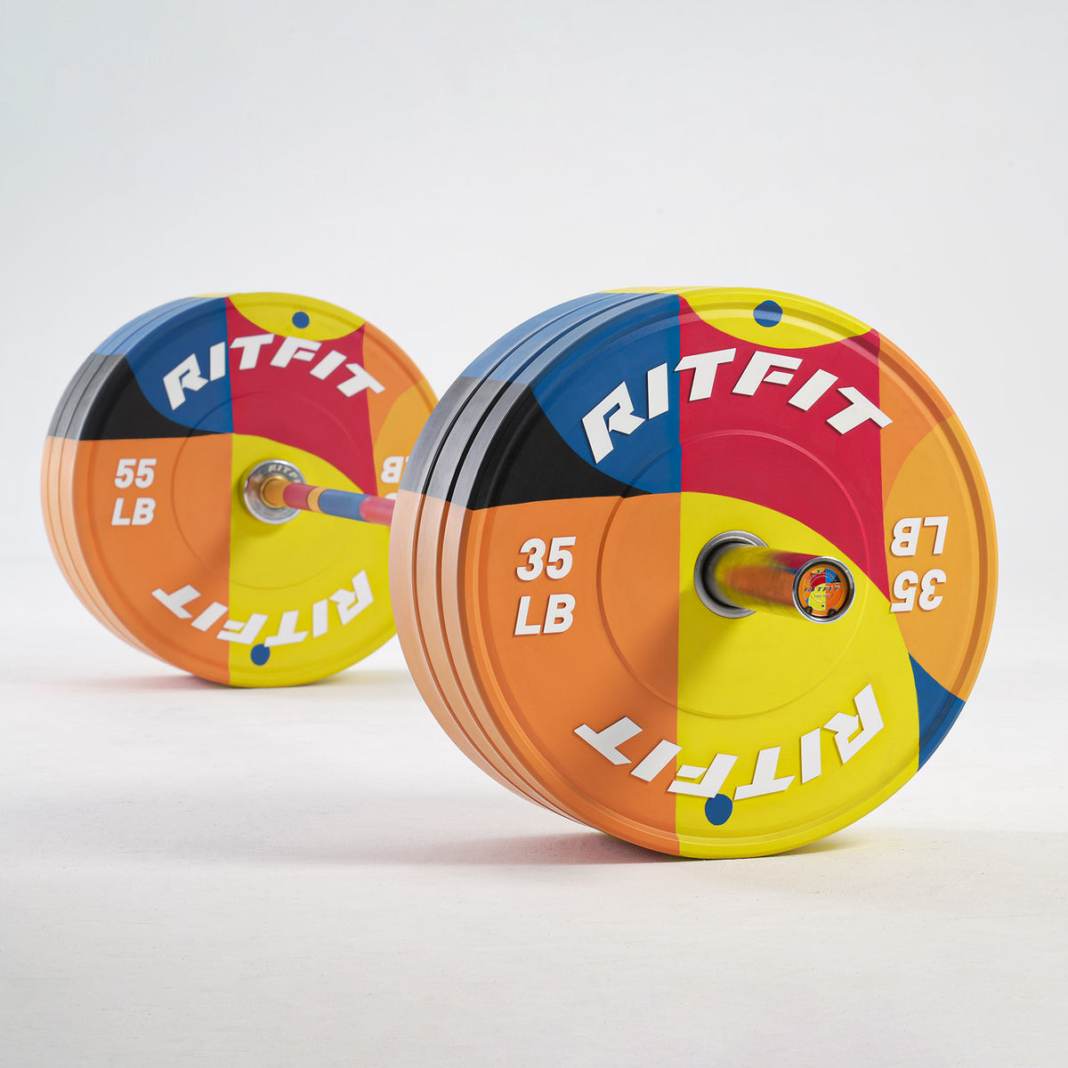 RitFit Memphis bumper plates for home gym, durable weight plates with black finish and bold "Memphis" branding, suitable for strength training.