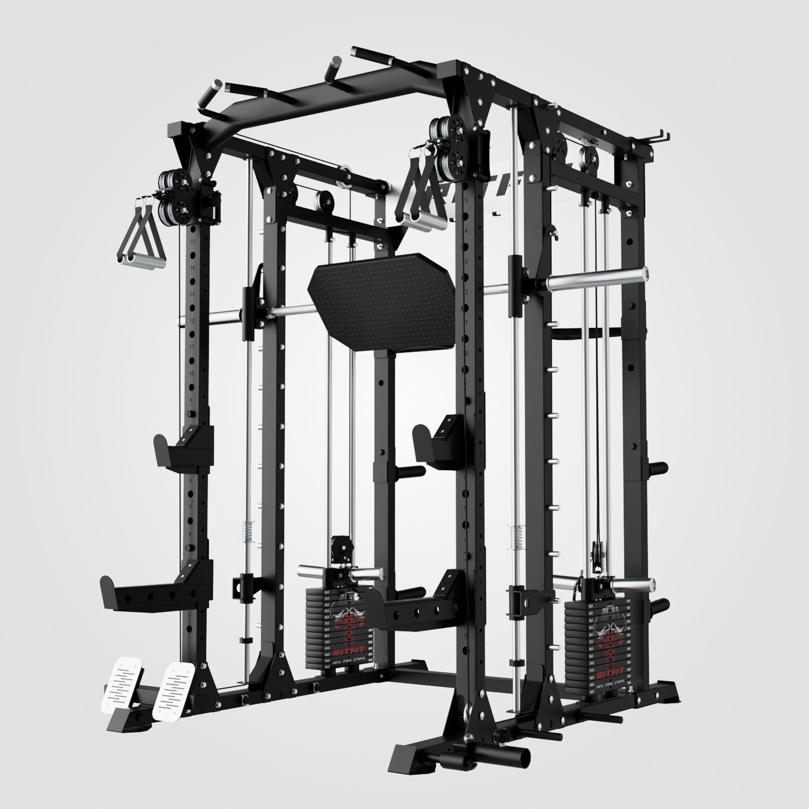 RitFit Buffalo Wild Smith Machine with Adjustable Dual Cable System
