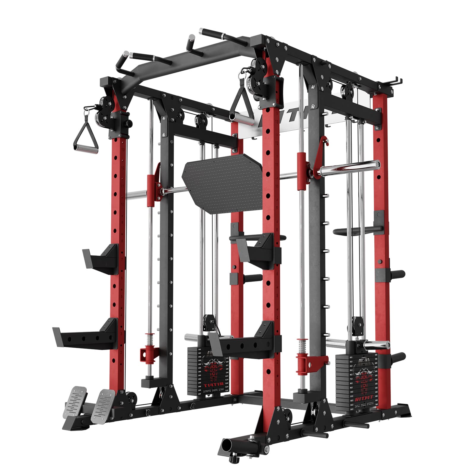 RitFit BUFFALO Multifunctional Smith Machine with Lat Pull Down and Cable Crossover for Versatile Strength Training - RitFit