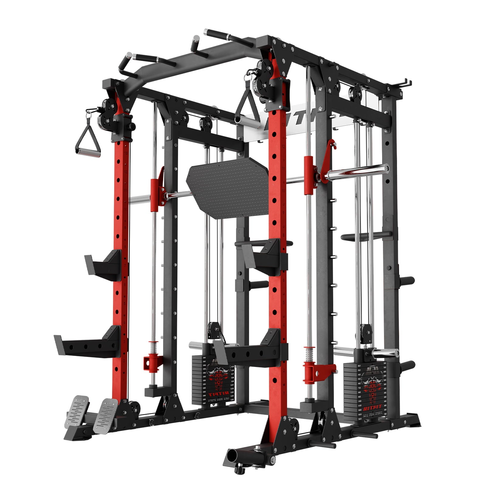 RitFit BUFFALO Multifunctional Smith Machine with Lat Pull Down and Cable Crossover for Versatile Strength Training - RitFit