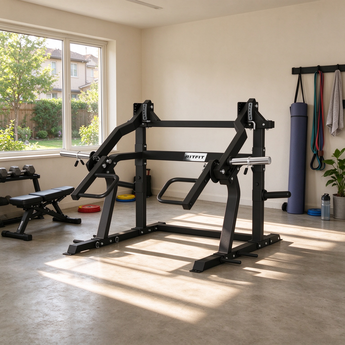 RitFit Gorilla 2-in-1 chest and shoulder press machine for strength training, featuring adjustable handles and sturdy frame.