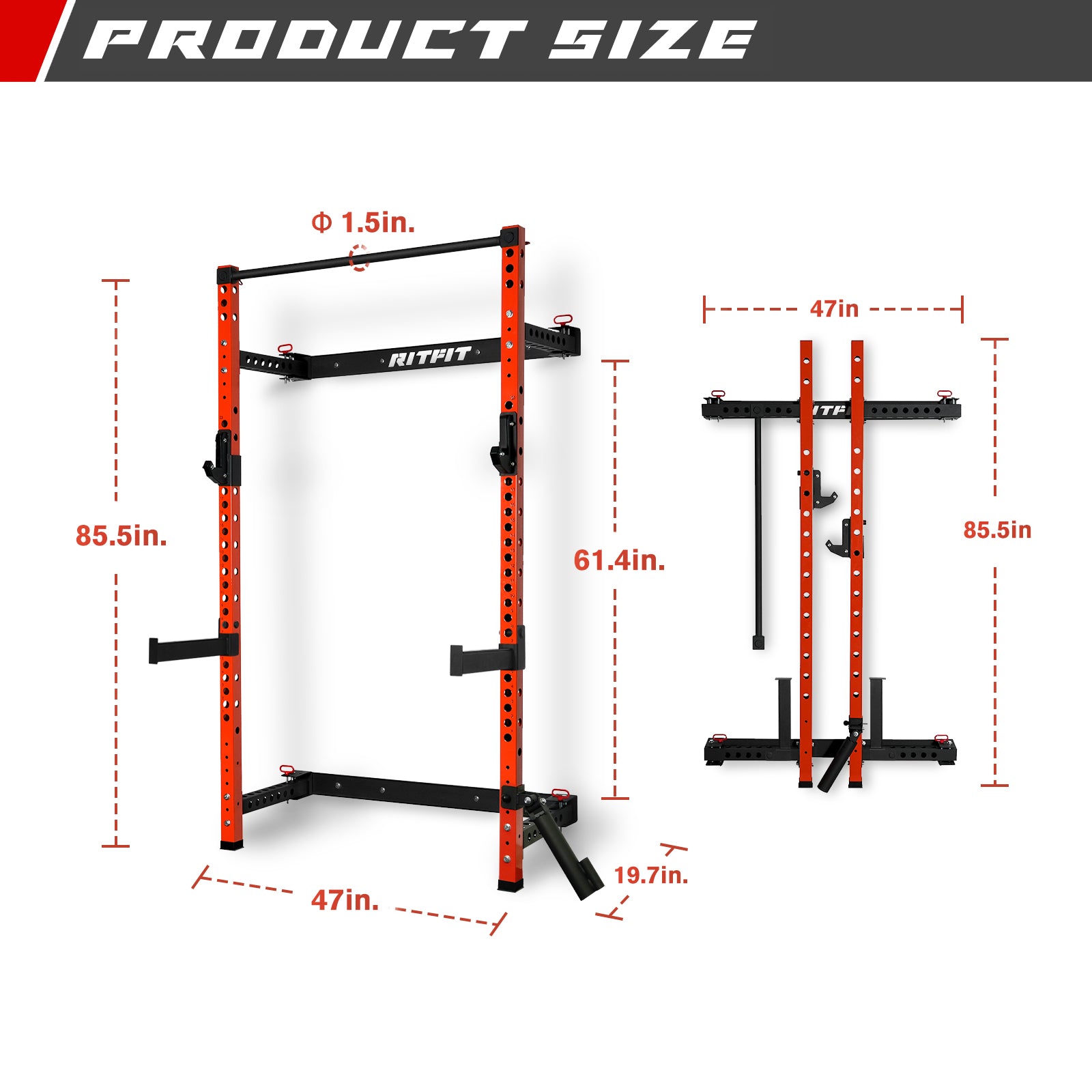Ritfit Multi-Functional Folding Squat Rack (PMW02) - RitFit