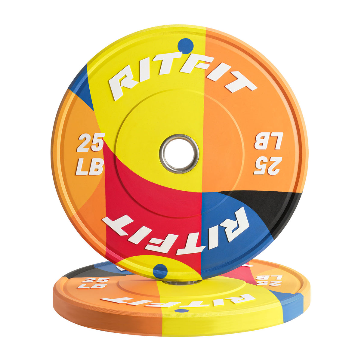 RitFit Memphis 25LB bumper plates for home gym, durable weight plates for strength training and weightlifting.