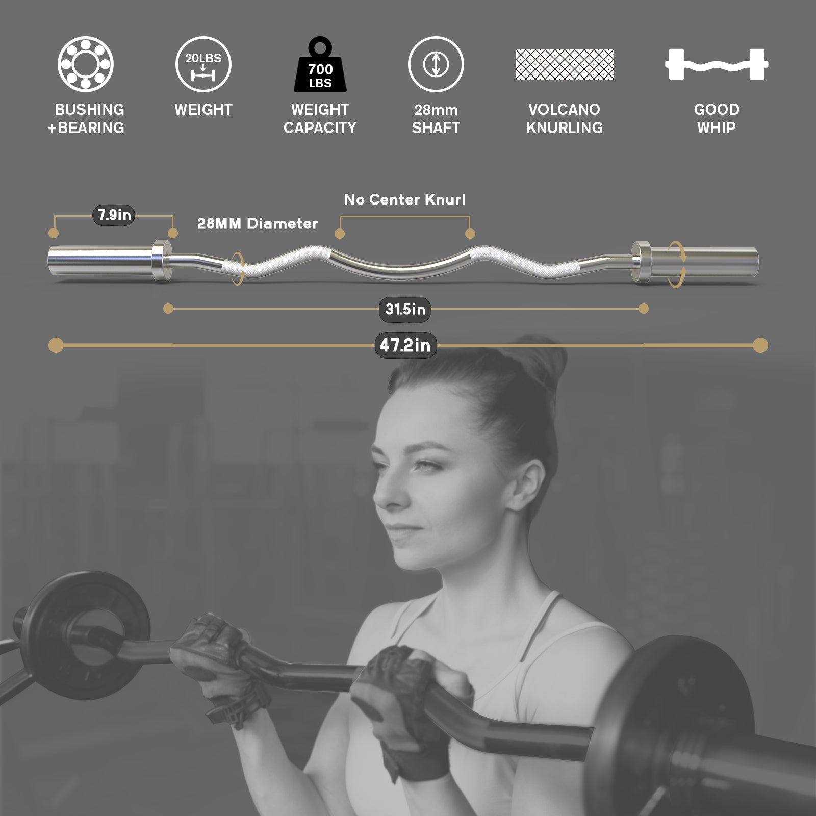 RitFit 47'' EZ Curl Bar